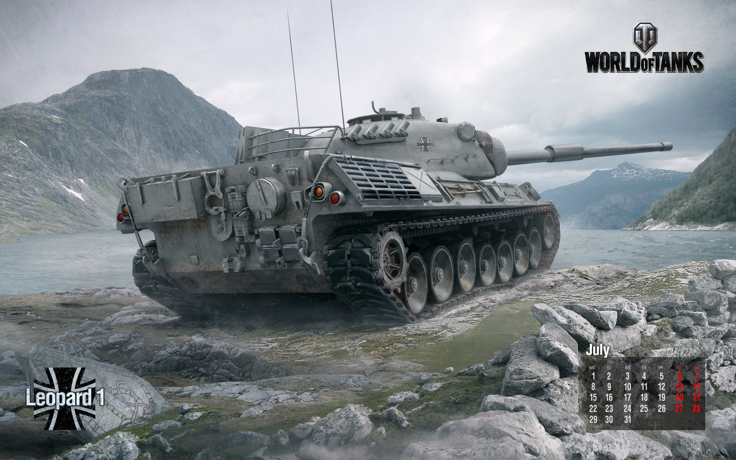 World of Tanks, army, water, military, nautical vessel, scenics - nature, calendar, nature, sea, mountain, outdoors, transportation, day, Leopard 1, rock, HD Wallpaper