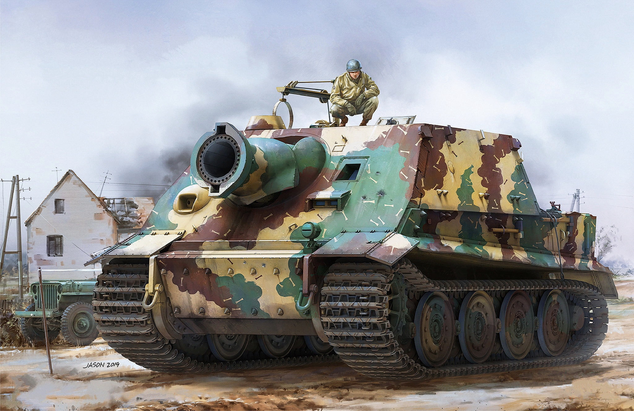 Assault gun, 38 cm RW61 on assault mortar Tiger, Shturmtigr, 1080P, German self-propelled artillery, SAU, Storm Panzer VI, Storm tiger, HD Wallpaper