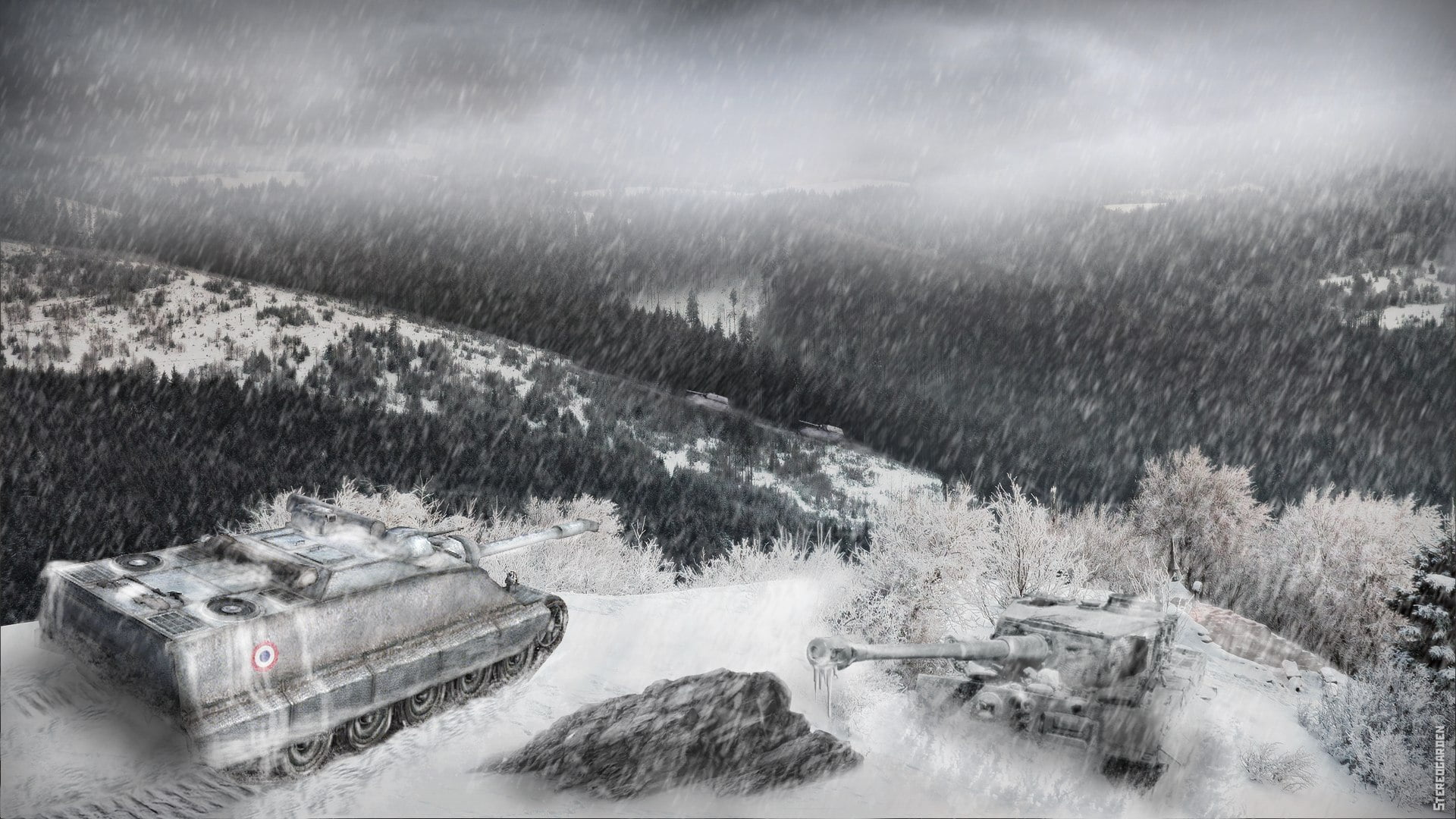 AMX-50 Foch (155), car, 1080P, illustration, tank, snow, World of Tanks, land, ice, architecture, transportation, blizzard, snowing, landscape, no People, HD Wallpaper