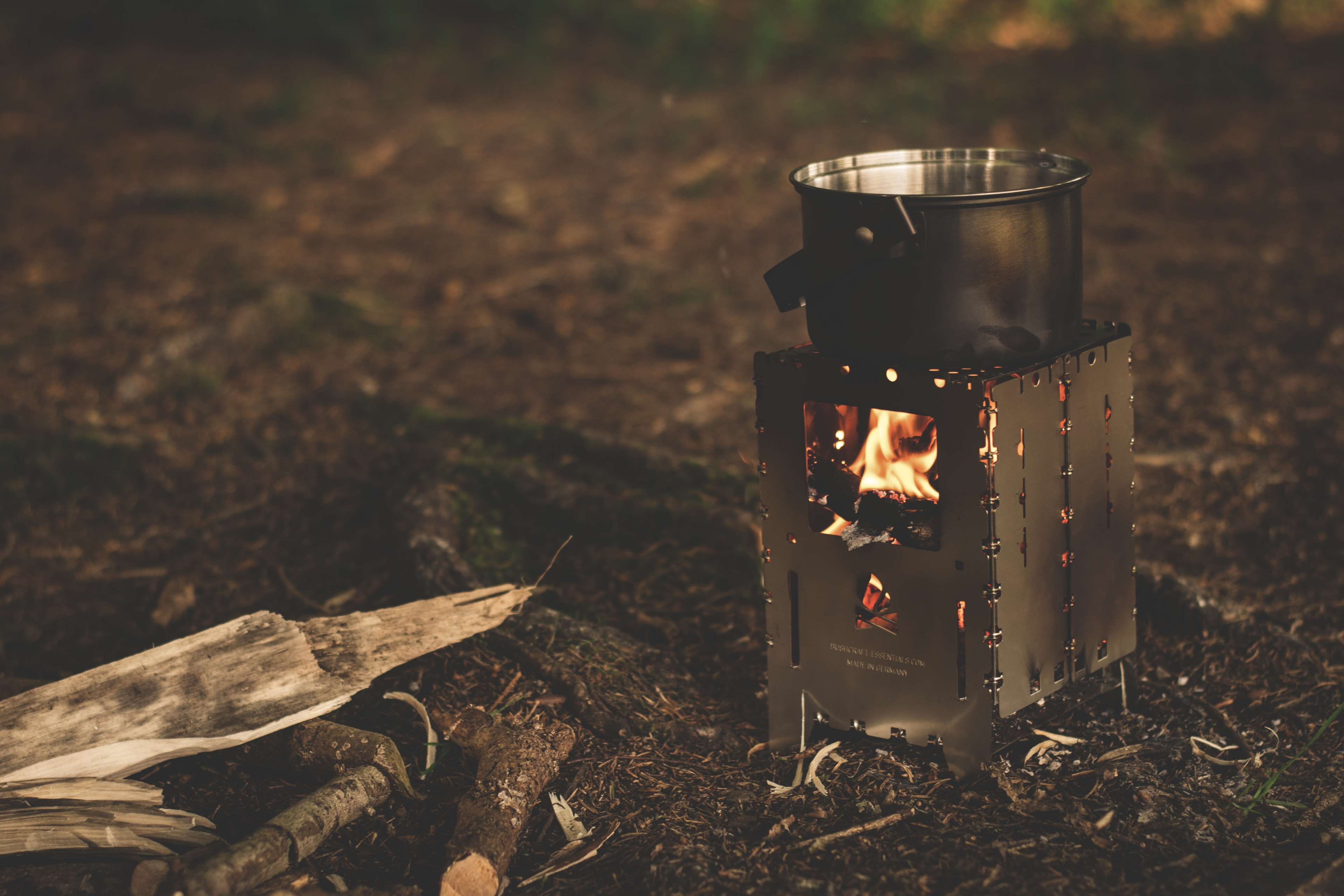 burning, tree, bushbox, burnt, land, pathfinder, flame, fire, close-up, nature, heat - temperature, hot, bushbox pocket stove, pot, camping stove, environment, HD Wallpaper