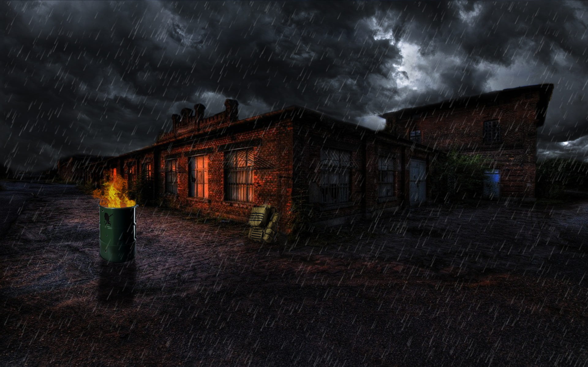 stalker, night, easy, storm cloud, postapokalipsis, residential district, wet, nature, building, dusk, land, abandoned, standing, sky, apocalypse, building exterior, HD Wallpaper