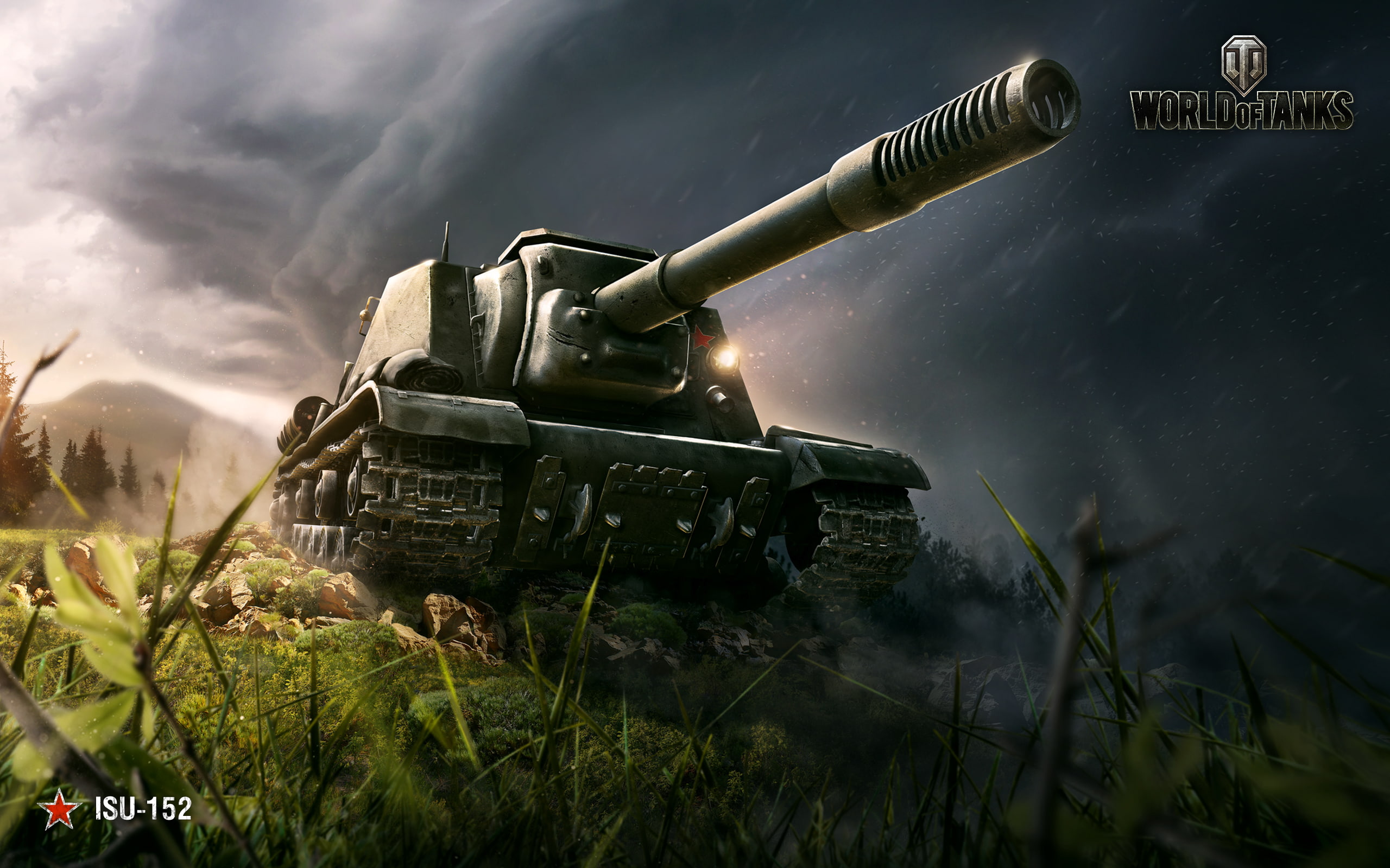 grey, 2K, HD, digital, World of Tanks, army, tank, Russian tank destroyer, ISU-152, HD Wallpaper