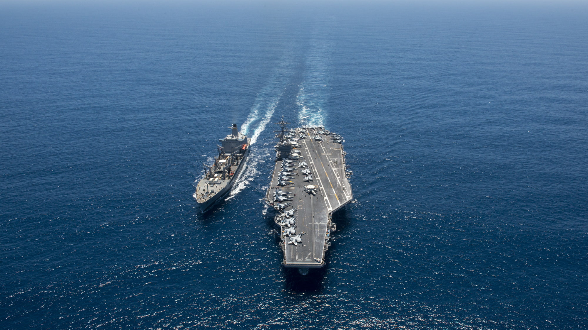 replenishment oiler USNS Yukon (T-AO 202), 1080P, army, sea, aircraft carrier USS Carl Vinson (CVN 70), weapons, HD Wallpaper