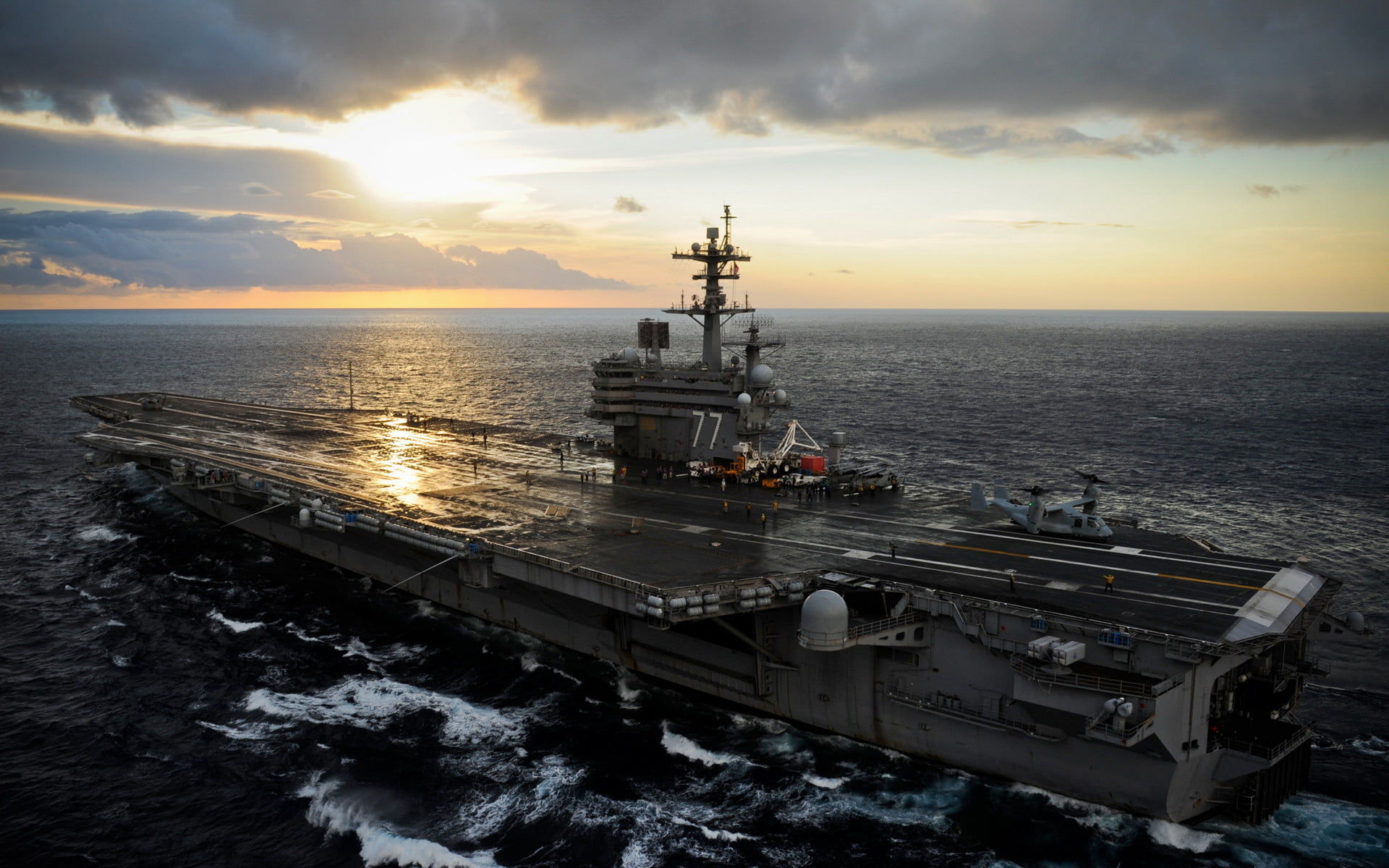 cloud - sky, USS George H. W. Bush, travel, horizon over water, no people, sea, grey, 1080P, nature, the carrier, horizon, architecture, scenics - nature, HD Wallpaper