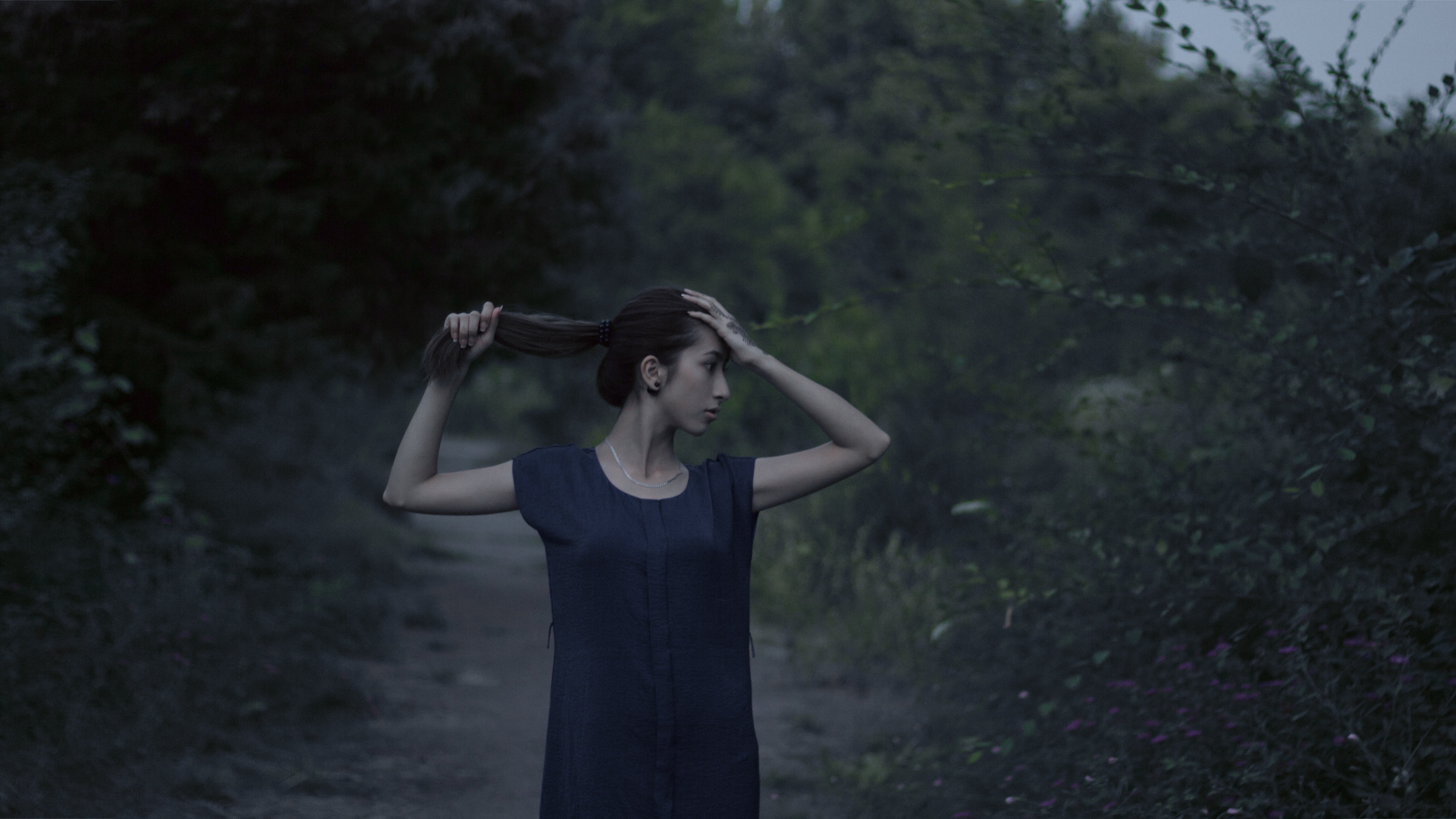 looking, beauty, forest, standing, style, hairstyle, real people, fashion, woodland, hair, happiness, arms raised, mystical portrait of a girl, emotions, HD Wallpaper