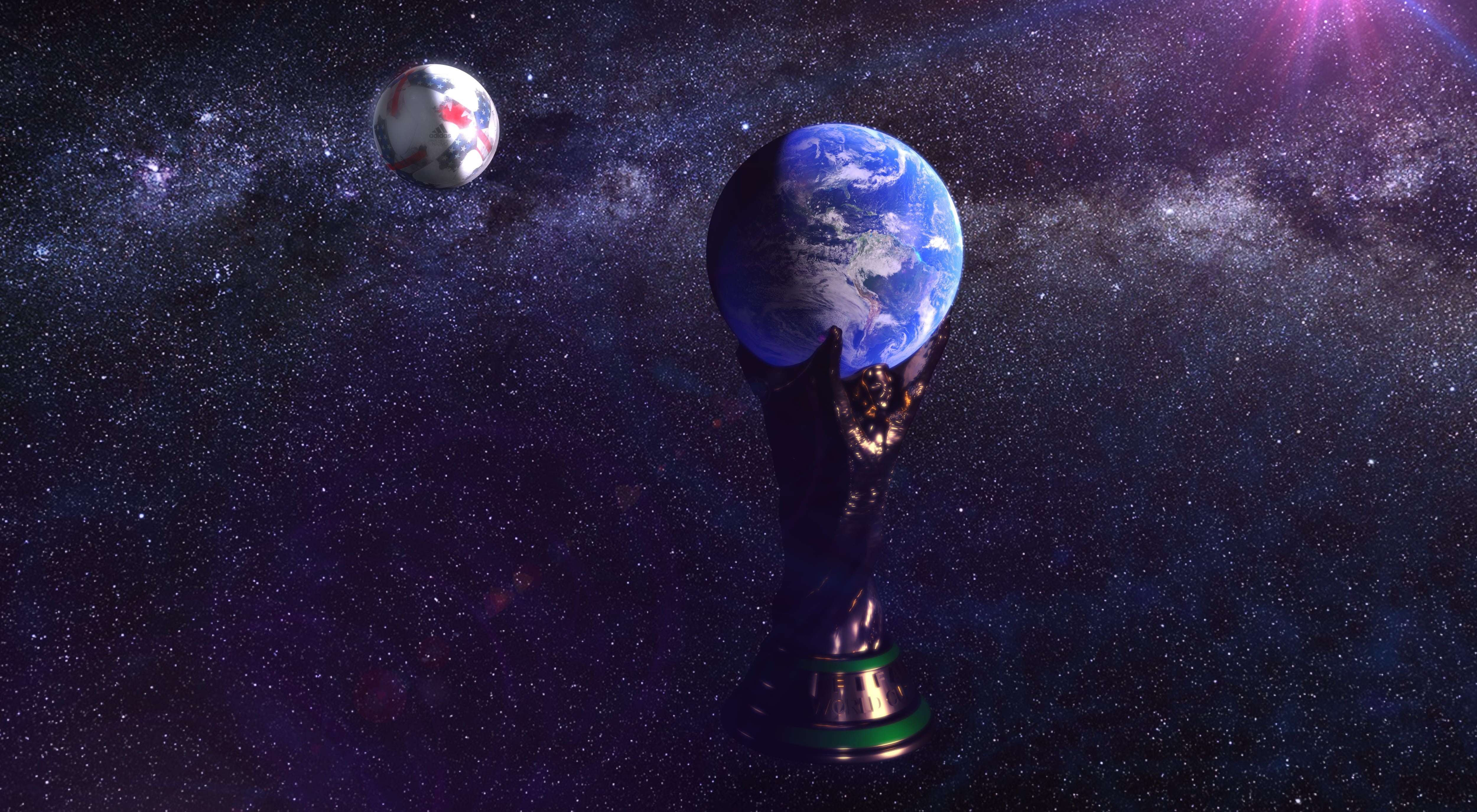 sky, planet - space, worldcup, science, earth, no people, galaxy, fifa, beauty in nature, soccer, world, star, 4K, trophy, international, sphere, championship, HD Wallpaper