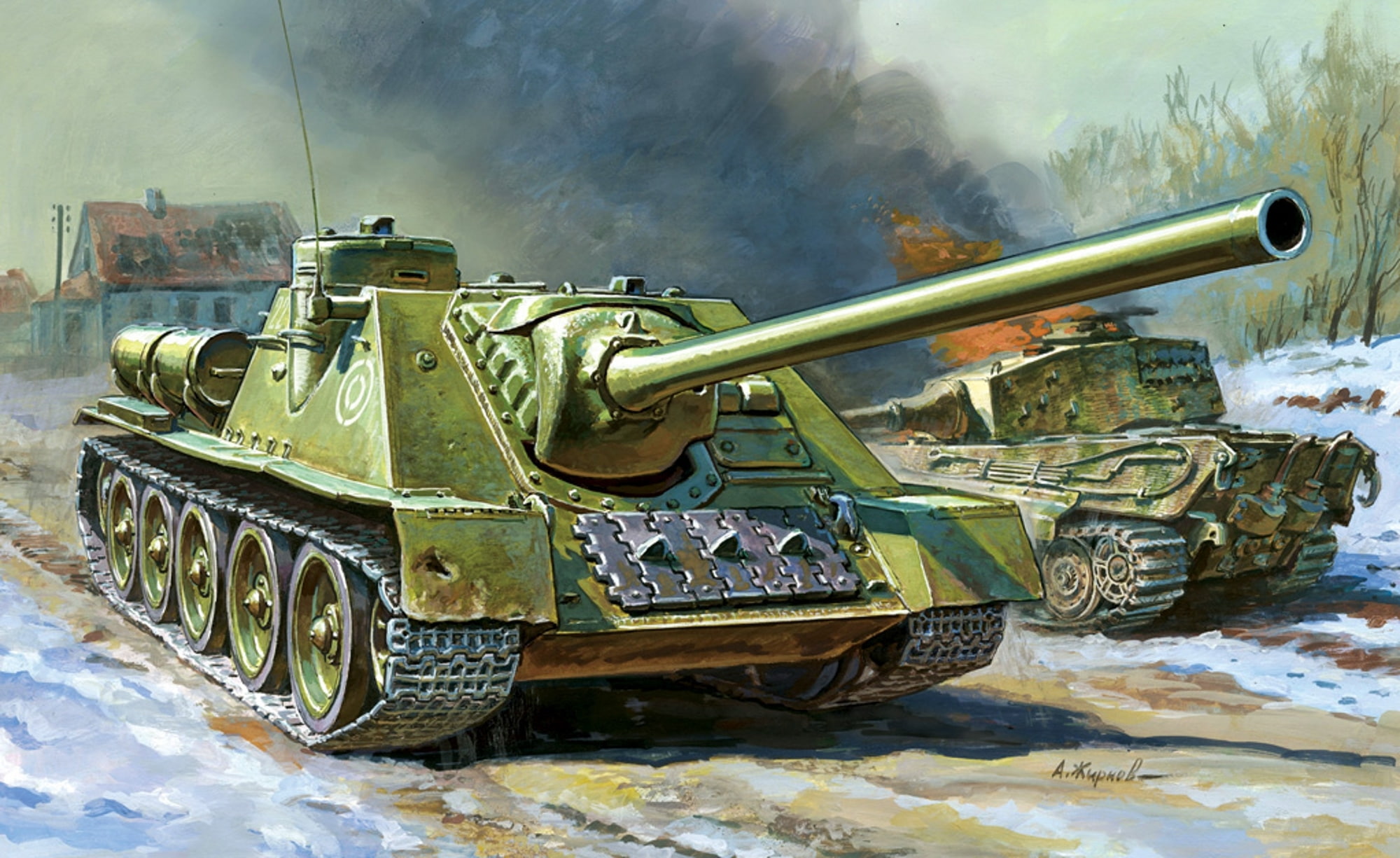 tank fighter, gun, vehicle, self-propelled artillery, army, smoke - physical structure, camouflage, machinery, conflict, PT-ACS, government, green, 1080P, HD Wallpaper
