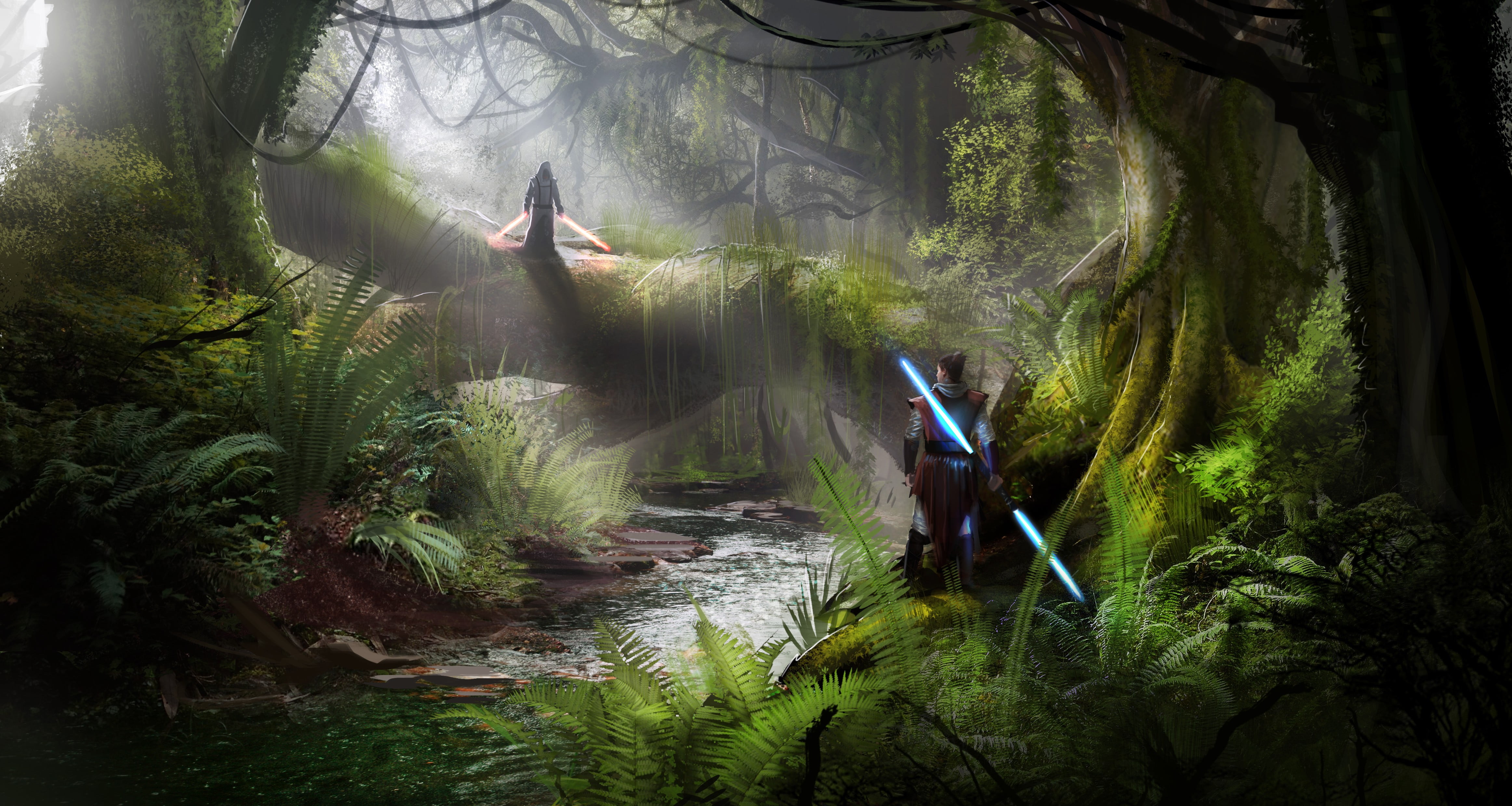  scenics - nature, nature, standing, day, Sith, tree, real people, plant, one person, 4K, land, outdoors, lightsaber, men, Jedi, lifestyles, HD Wallpaper