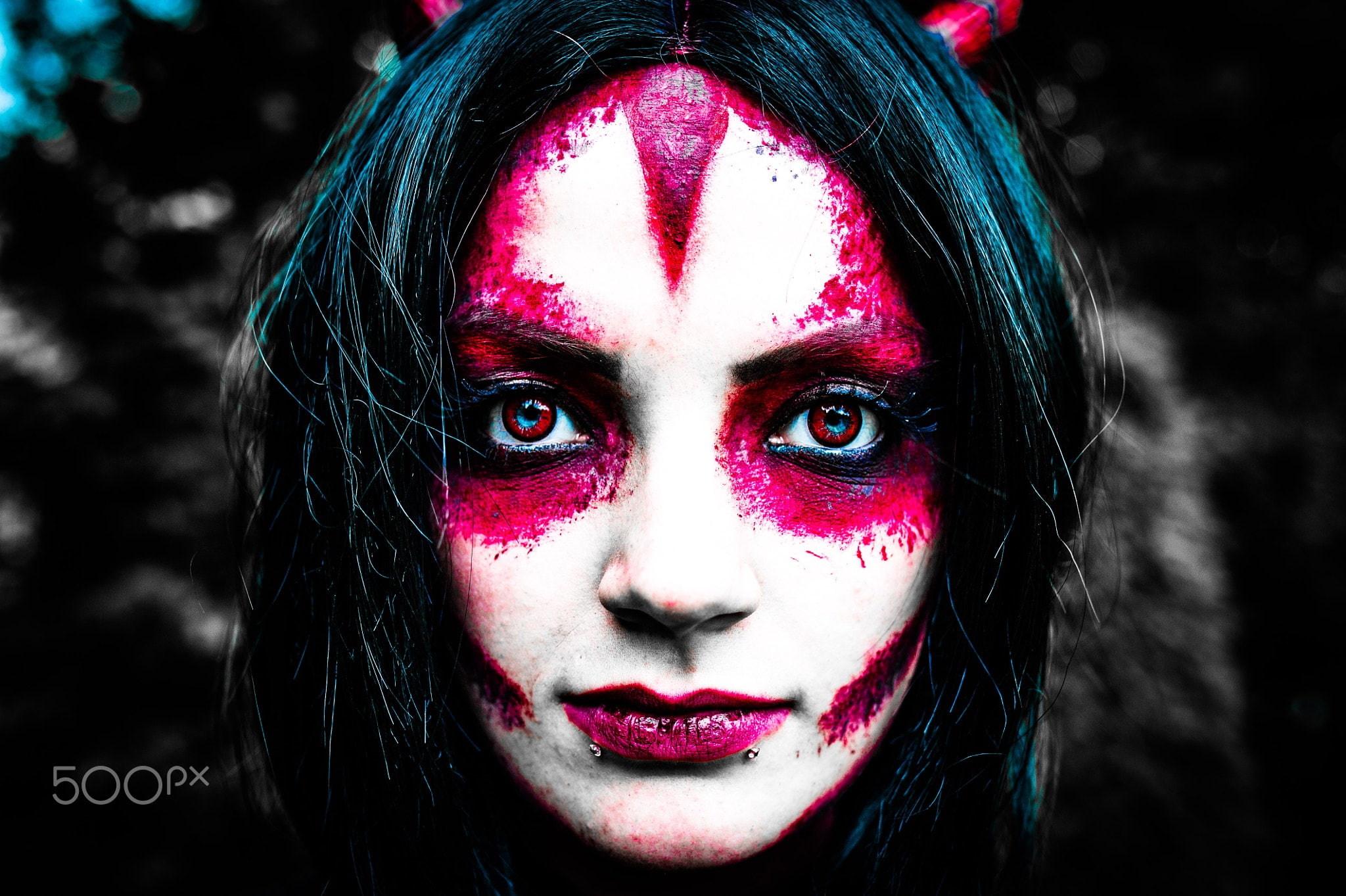 human face, spooky, bruise, 1080P, portrait, halloween, human body part, Stefan Kochs, face, horror, fear, red, 500px, paint, blood, celebration, one person, HD Wallpaper