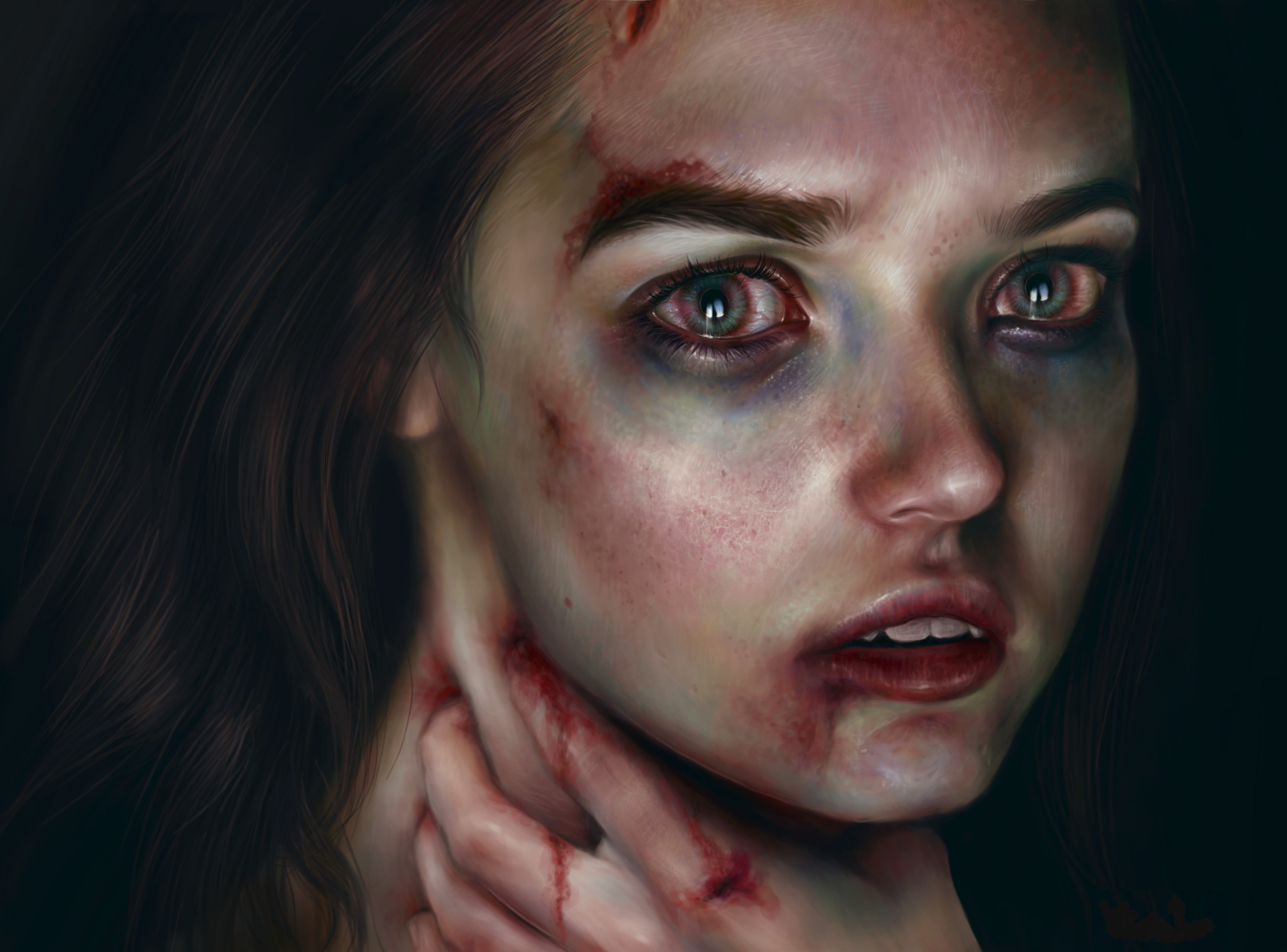 4K, Sadness, Fantasy, Women, Girl, Bruise, HD Wallpaper