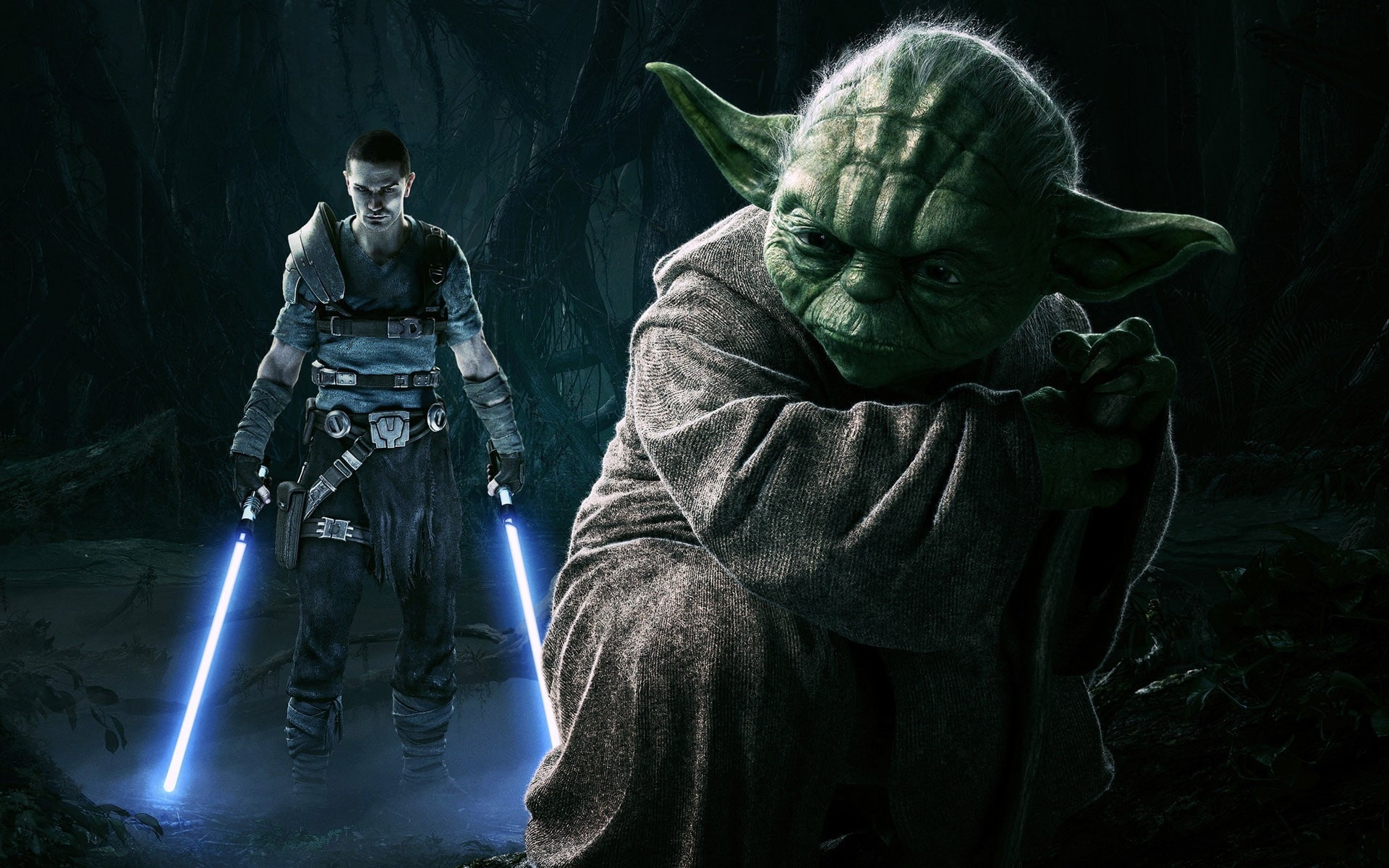 x, wars, starkiller, abstract, d, cg, Star Wars, lightsabers, yoda, unleashed, 1080P, force, cgi, star, art, hd, HD Wallpaper
