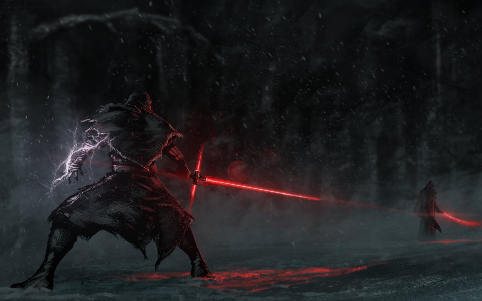 fire - Natural Phenomenon, land, Star Wars: The Force Awakens, weapon, outdoors, sword, 720P, animal, man, blurred motion, dark, red, artwork, long exposure, HD Wallpaper