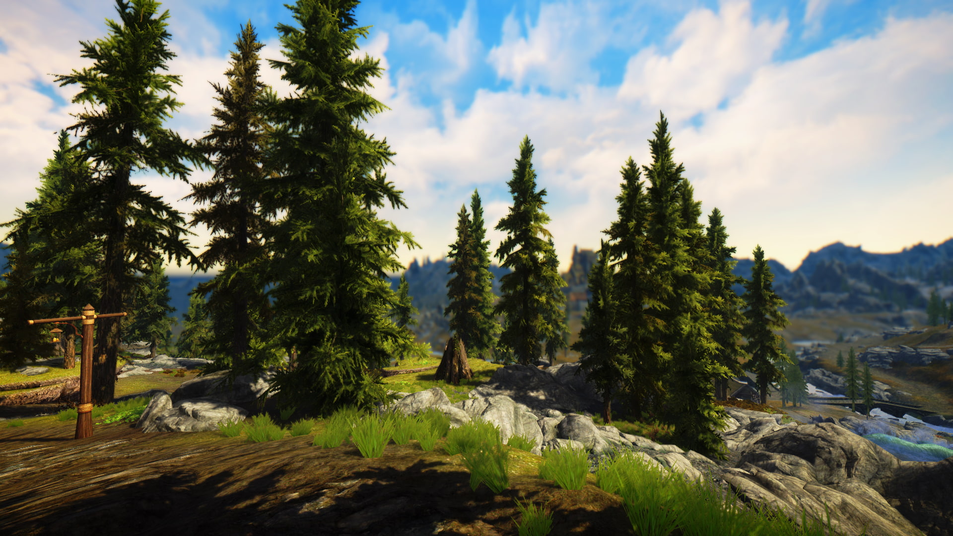 sky, water, growth, 1080P, The Elder Scrolls V: Skyrim, tranquil scene, scenics - nature, green color, tree, tropical climate, environment, outdoors, non-urban scene, HD Wallpaper