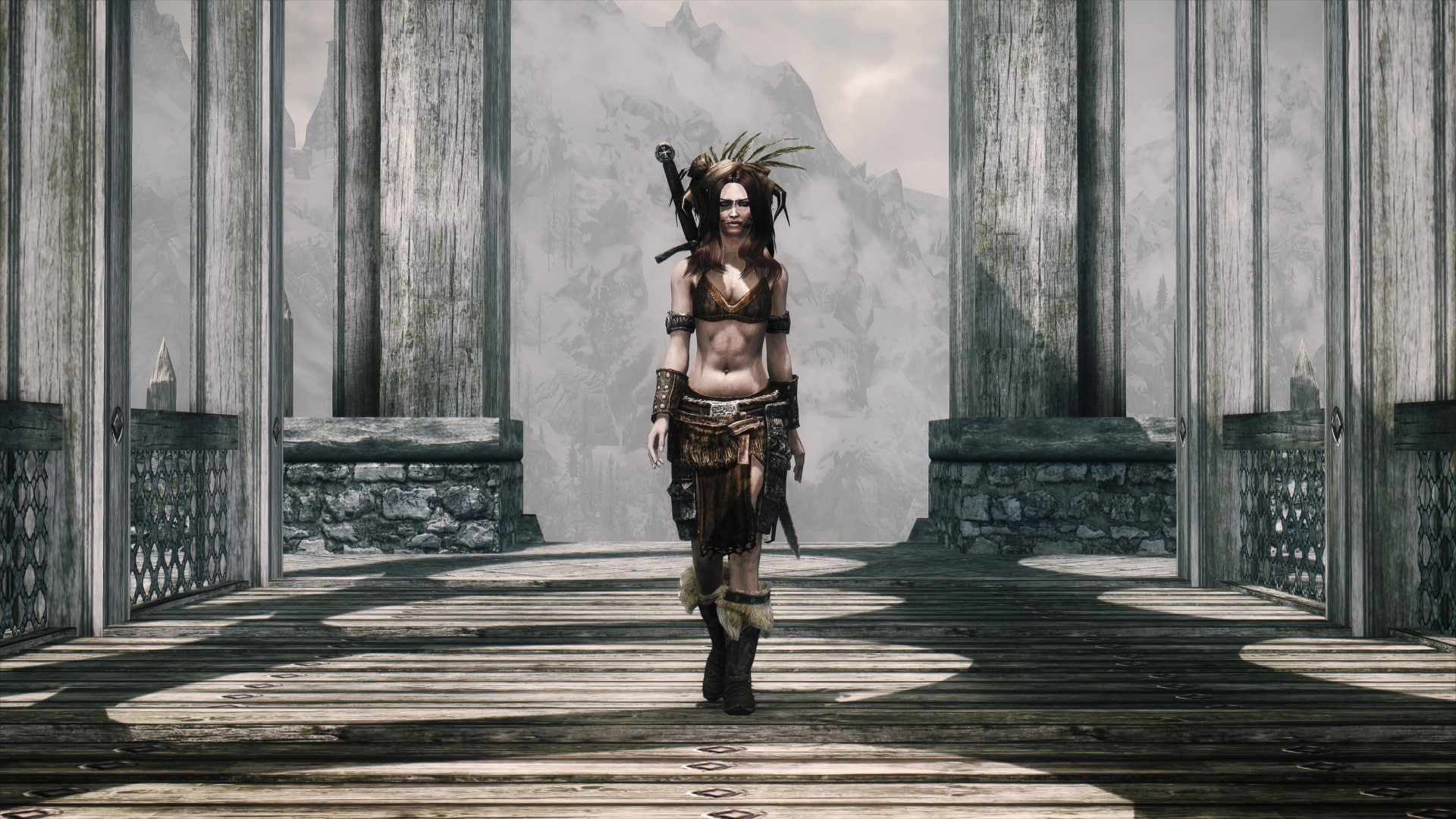 scrolls, v, girls, sky, skyrim, 1080P, x, nature, hd, drangonsreach, art, women, Sky Girls, elder, HD Wallpaper