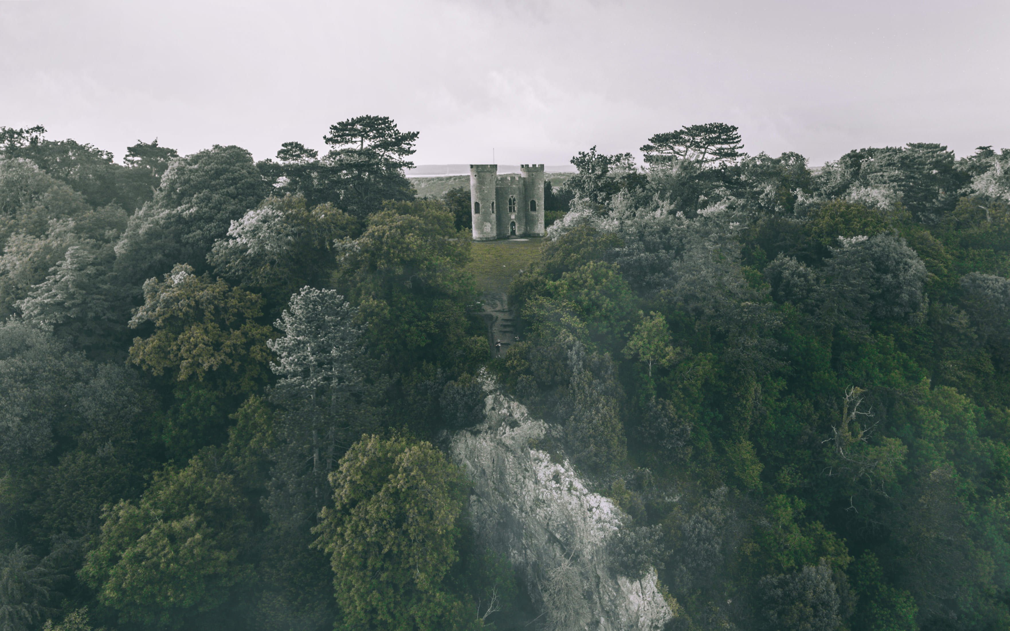 no people, green, architecture, scenics - nature, cliff, fort, flight, nature, tranquility, wood, travel, mountain, land, daytime, natural, history, built structure, HD Wallpaper