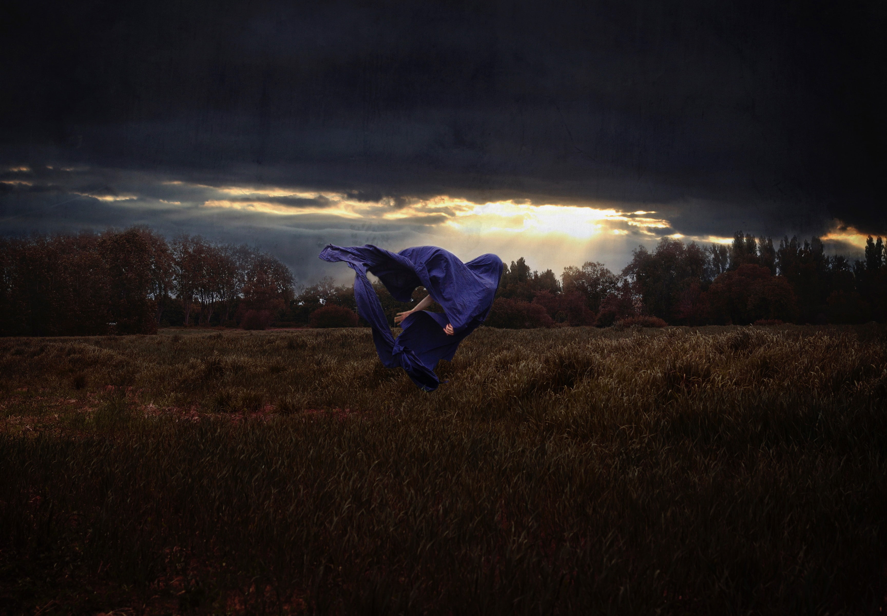 plant, women, nature, lifestyles, environment, one person, outdoors, field, grass, land, night, sky, beauty in nature, landscape, cloaks, 2K, full length, HD Wallpaper