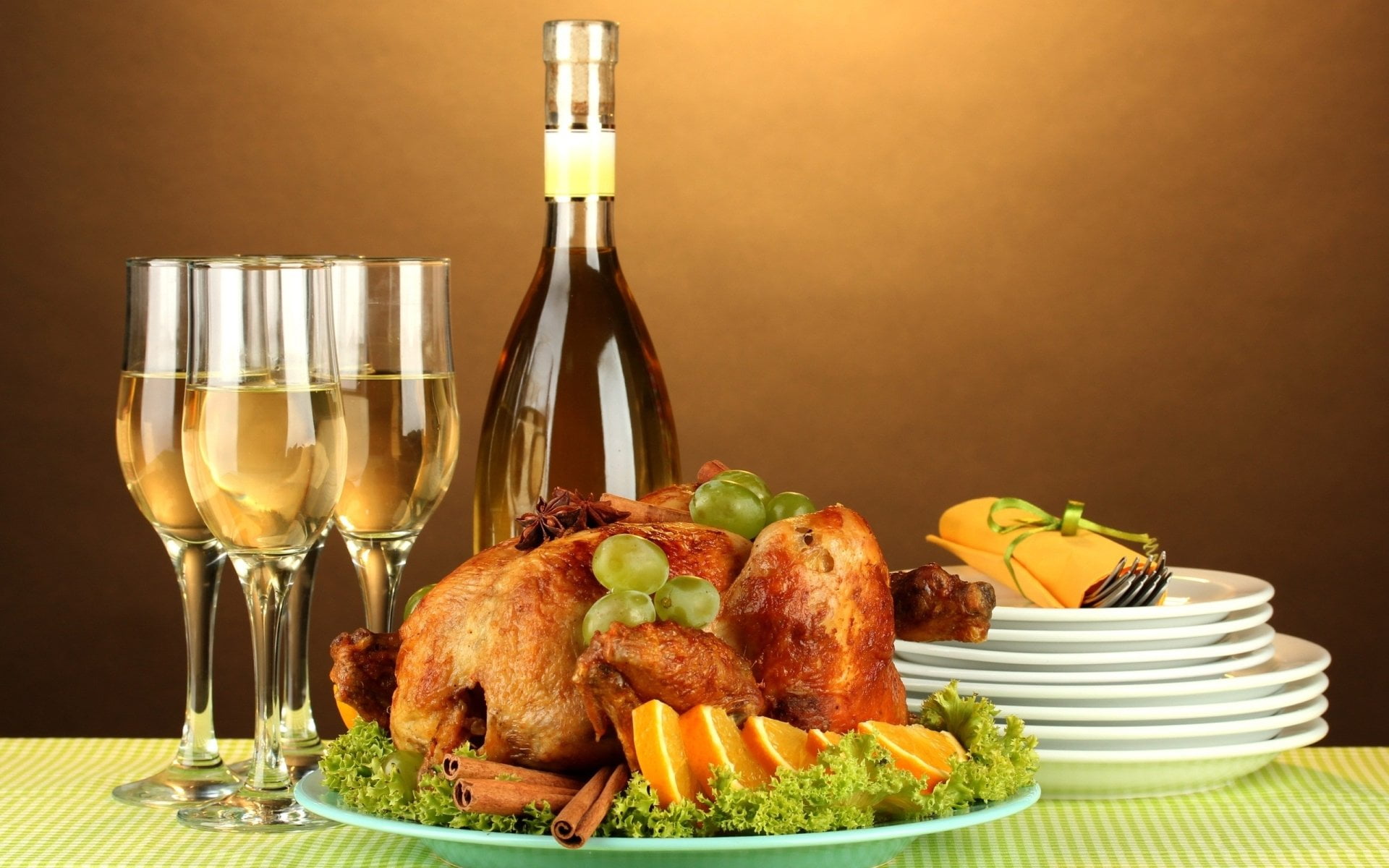plate, household equipment, no people, meal, Chicken, indoors, refreshment, still life, bottle, dinner, white meat, food and drink, ready-to-eat, meat, HD Wallpaper