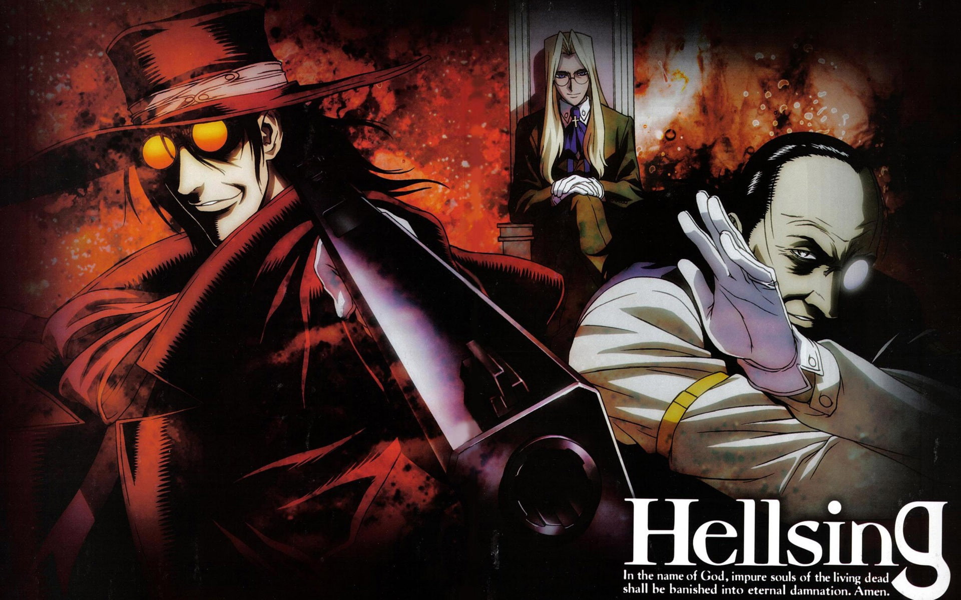 disguise, human representation, art and craft, Hellsing, Sir Integra Fairbrook Wingates Hellsing, Walter C. Dornez, fear, pistol, people, creativity, clothing, HD Wallpaper