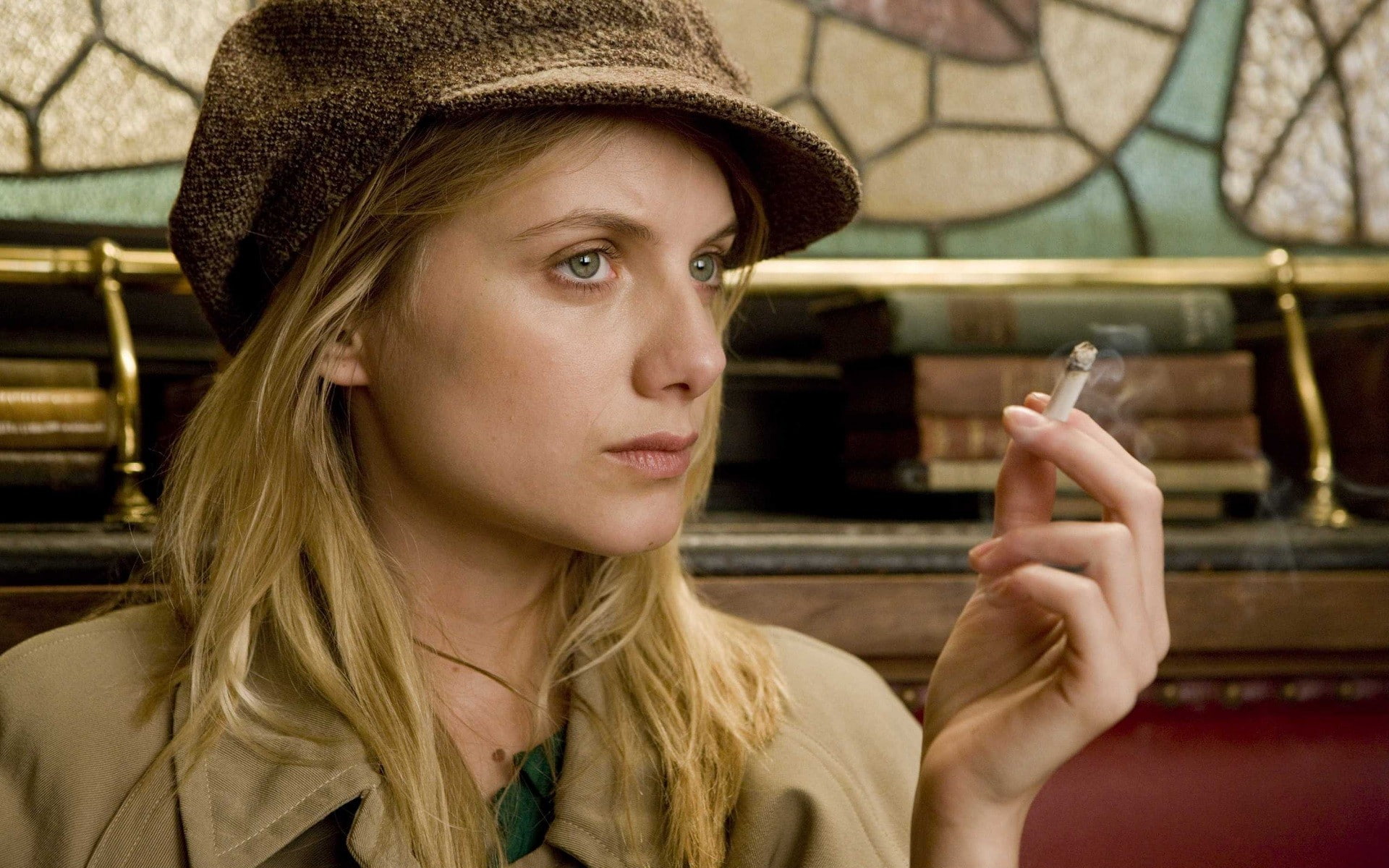 leisure activity, Mélanie Laurent, contemplation, portrait, headshot, women, long hair, looking, cigarette, young adult, one person, looking away, young women, HD Wallpaper