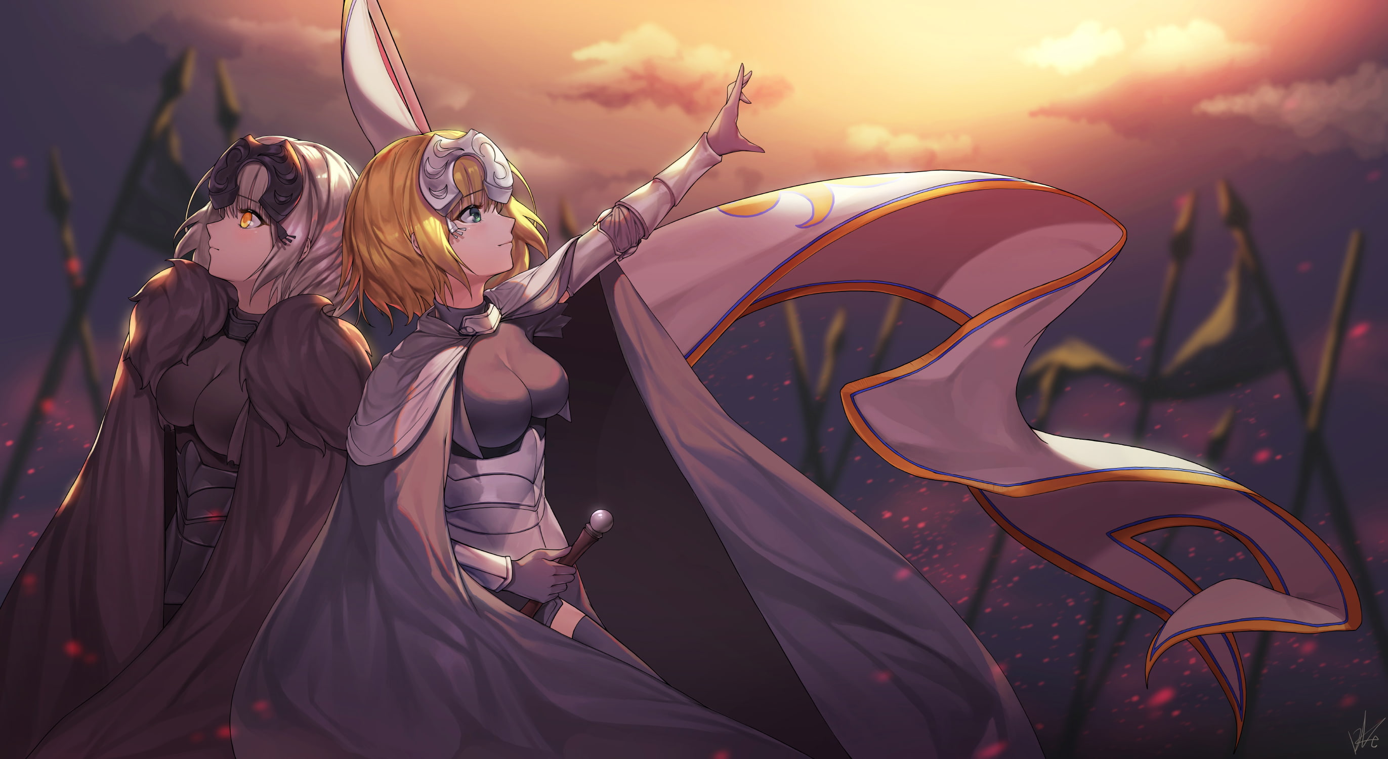 togetherness, Fate/Grand Order, blonde, cloaks, fashion, sunlight, adult, standing, nature, emotion, Fate/Apocrypha, beauty, outdoors, beautiful woman, HD Wallpaper