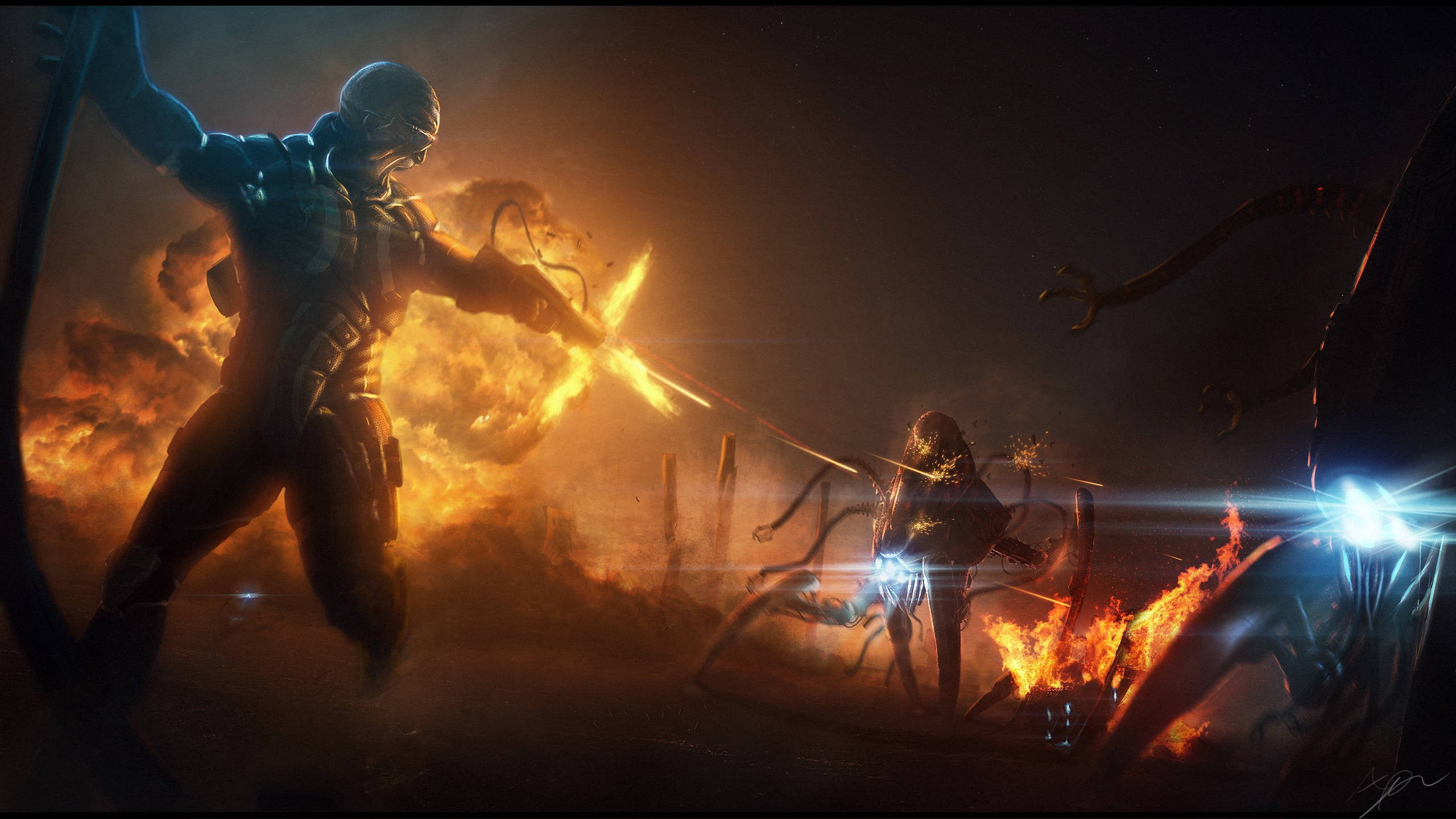 nature, fire, flame, sign, night, full length, fantasy art, occupation, combat, arms raised, 2K, people, Adam Burn, performance, communication, HD Wallpaper