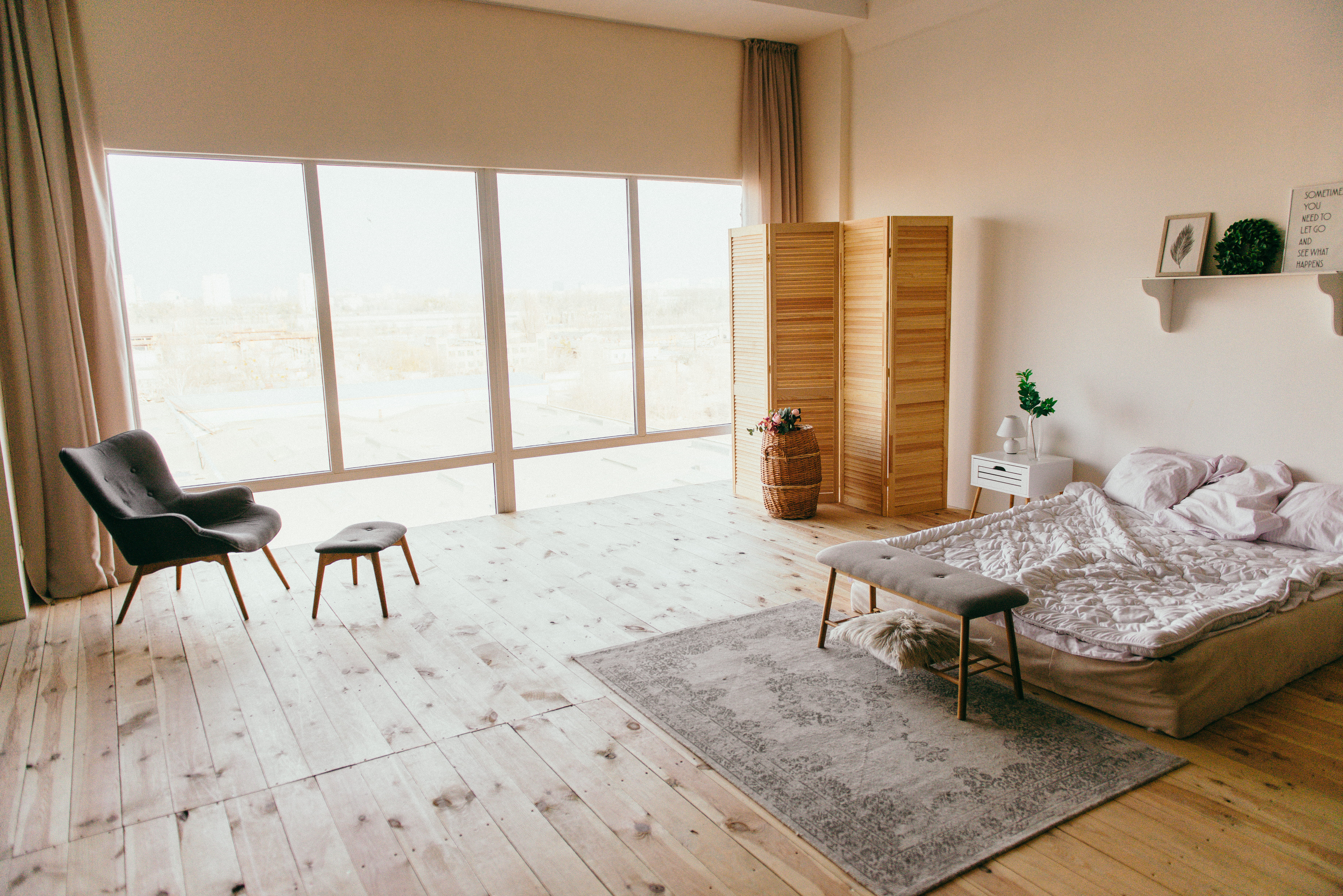 furniture, bed, modern, pillow, domestic room, absence, table, 5K, carpet, home showcase interior, seat, interior decoration, day, interior design, comfortable, HD Wallpaper