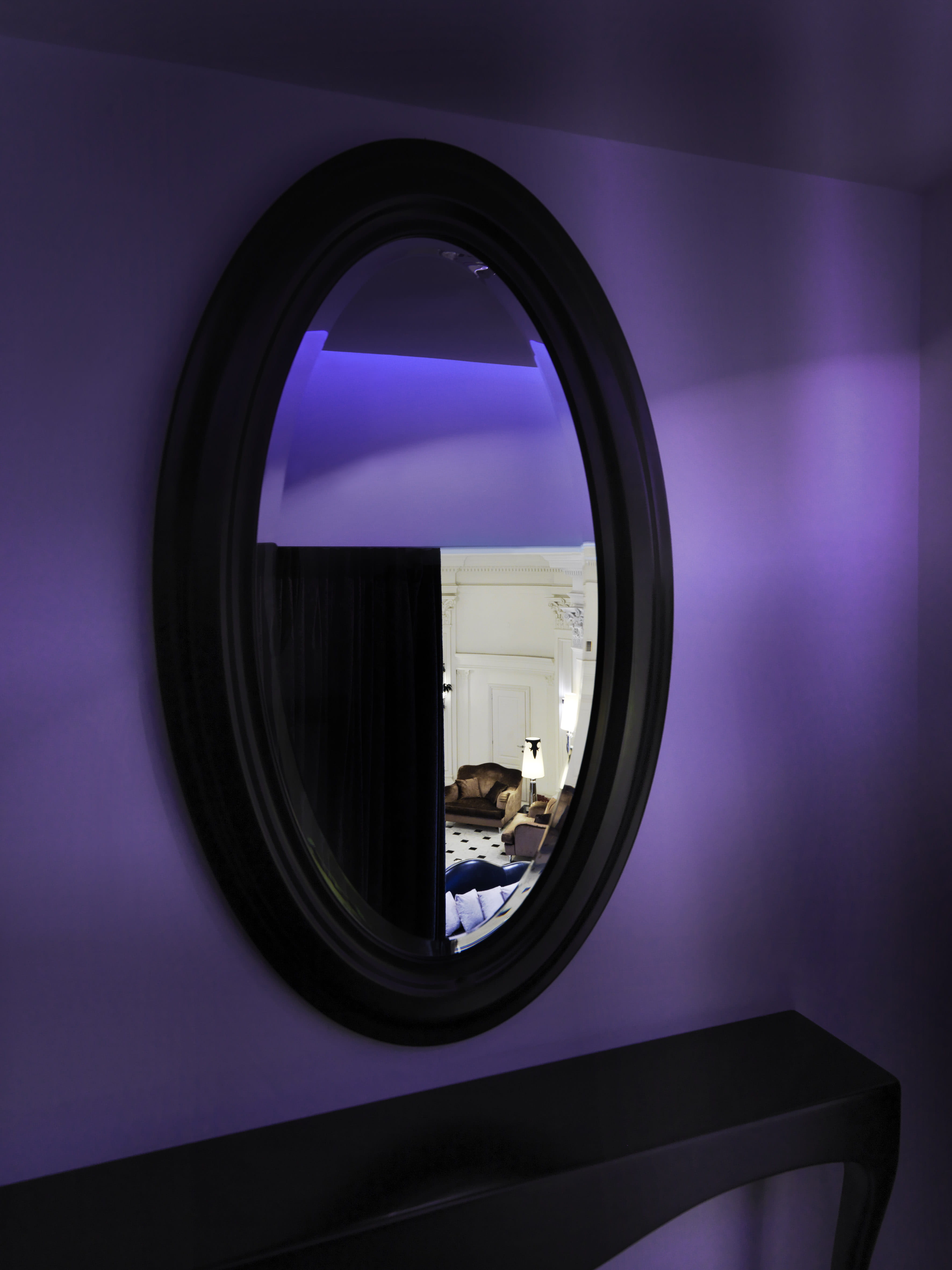 architecture, indoors, lamp, glass - material, 4K, washing machine, design, window, purple, shape, sofa, reflection, geometric shape, close-up, circle, Phone HD Wallpaper