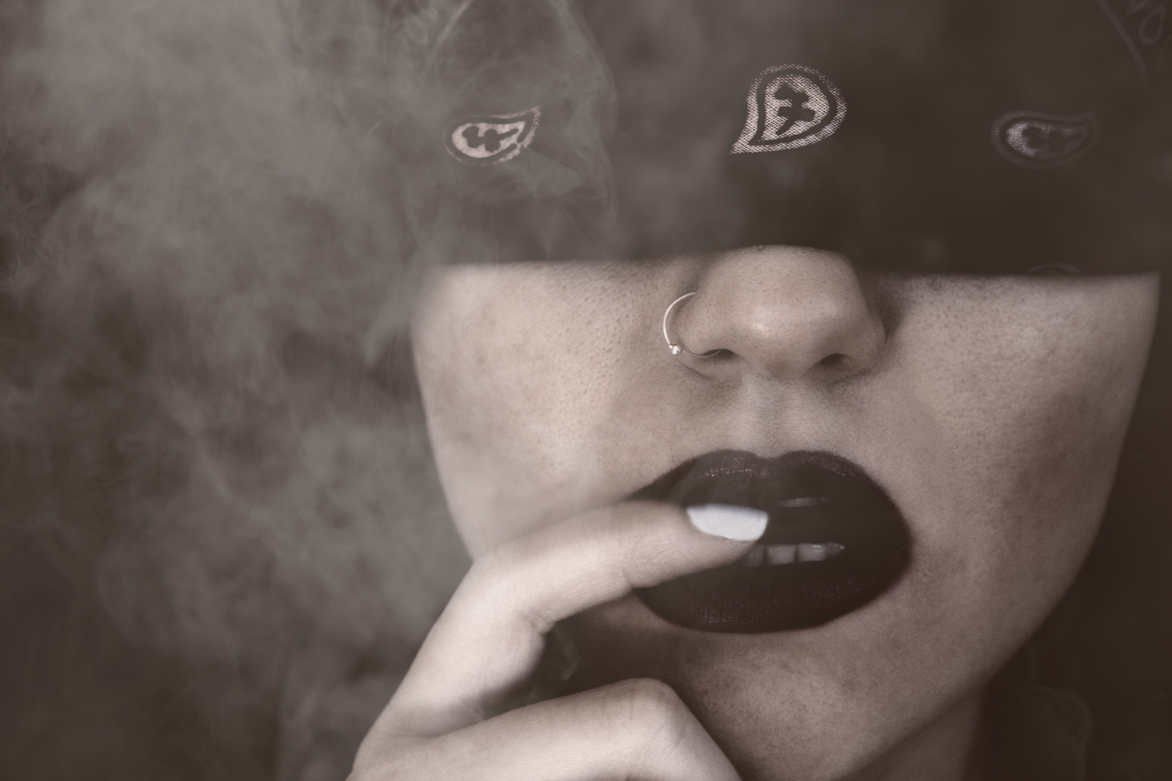 childhood, blur, headshot, fashion, woman, smoke - physical structure, beautiful woman, young adult, portrait, mouth, human face, emotion, person, adult, HD Wallpaper