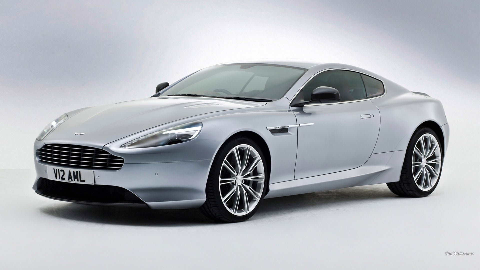 1080P, cut out, transportation, silver, modern, metal, indoors, Aston Martin DB9, wheel, sedan, vitality, benz, silver cars, profile view, aluminum, studio shot, HD Wallpaper