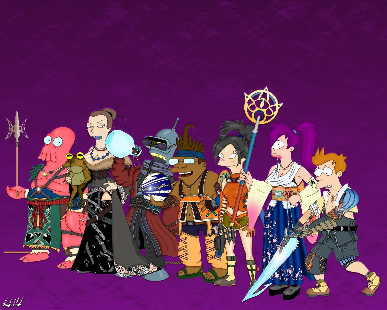 turanga, dr, fry, wong, bender, leela, x, hypnotoad, hermes, fantasy, Futurama, final, games, zoidberg, video, amy, 720P, hd, art, HD Wallpaper