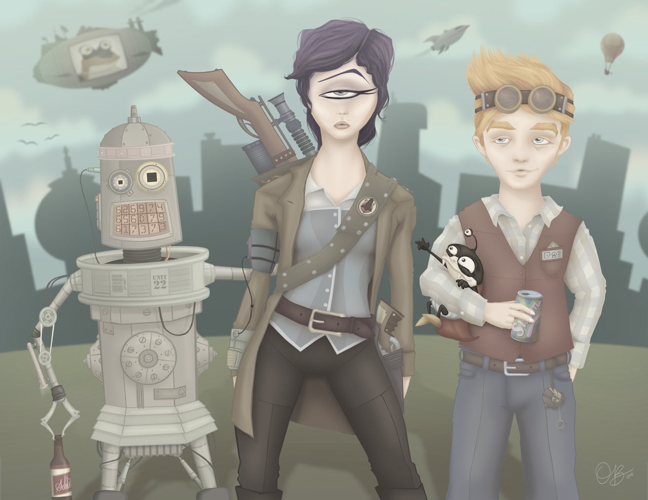 digital, Futurama, alternative, steampunk, 720P, art, hd, x, HD Wallpaper