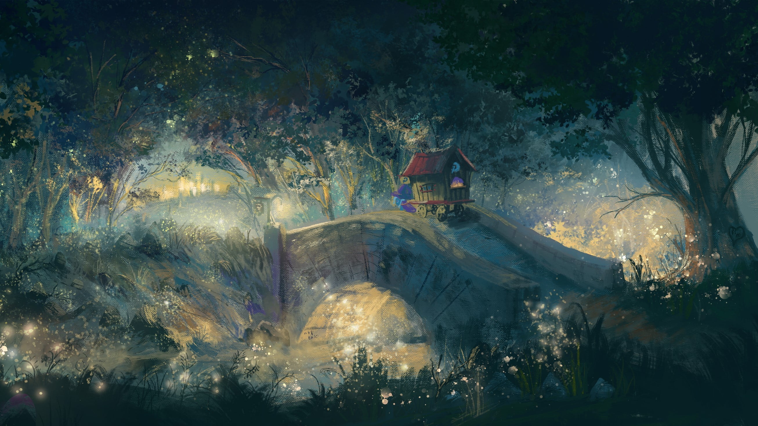 house, building exterior, bridge, built structure, My Little Pony, building, forest, architecture, illuminated, growth, plant, tree, land, 2K, nature, HD Wallpaper