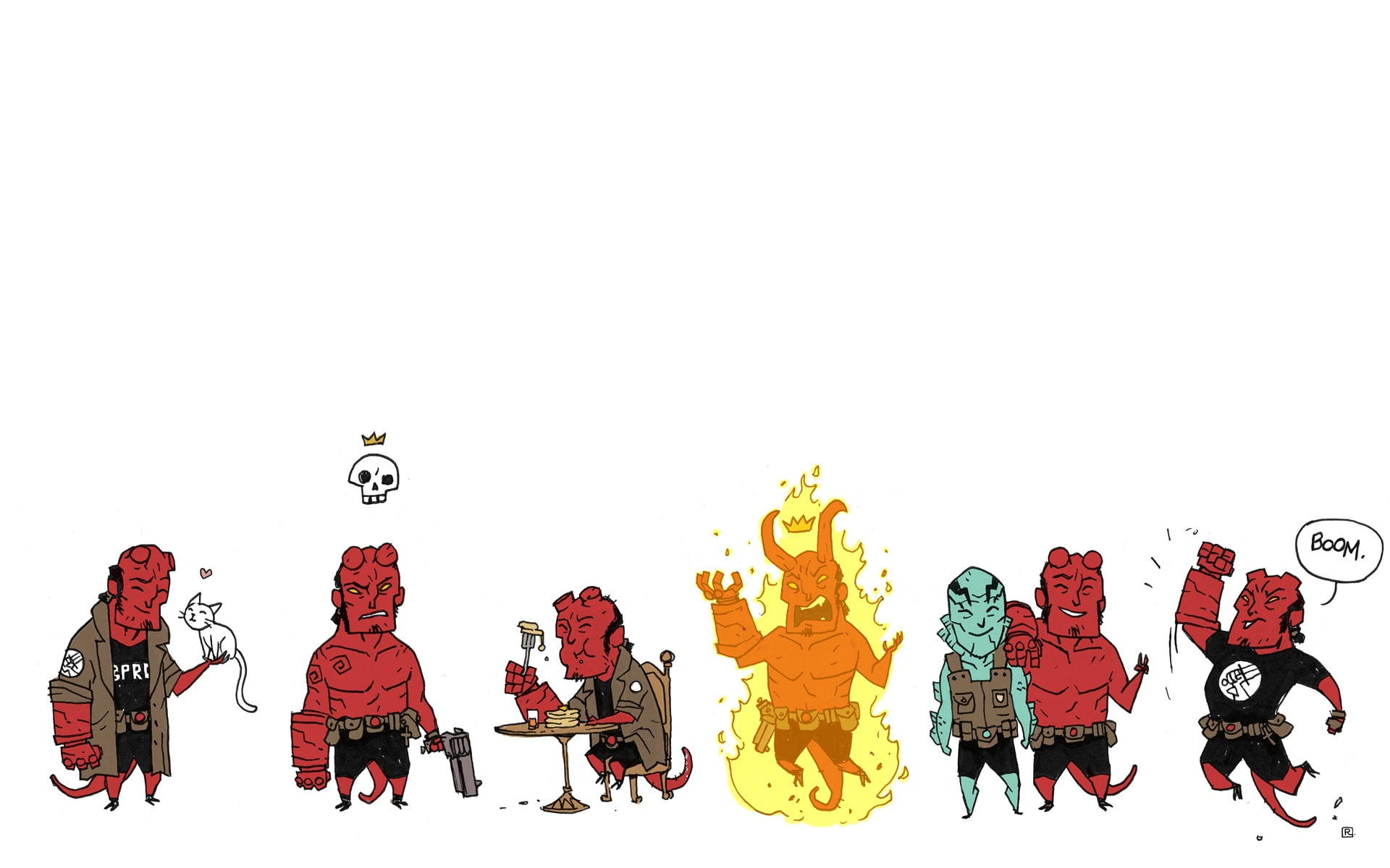 hd, cartoon/comic, hellboy, 1080P, white, HD Wallpaper