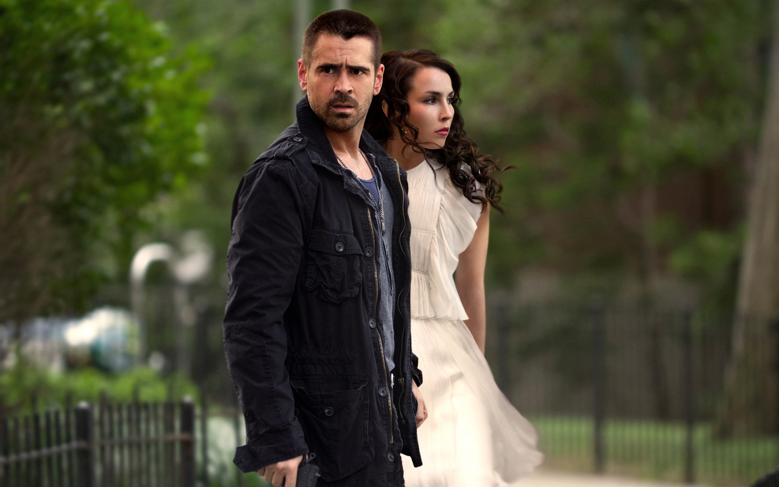 down, men, noomi, black, man, colin, jacket, rapace, movies, farrell, 1080P, s, dead, HD Wallpaper