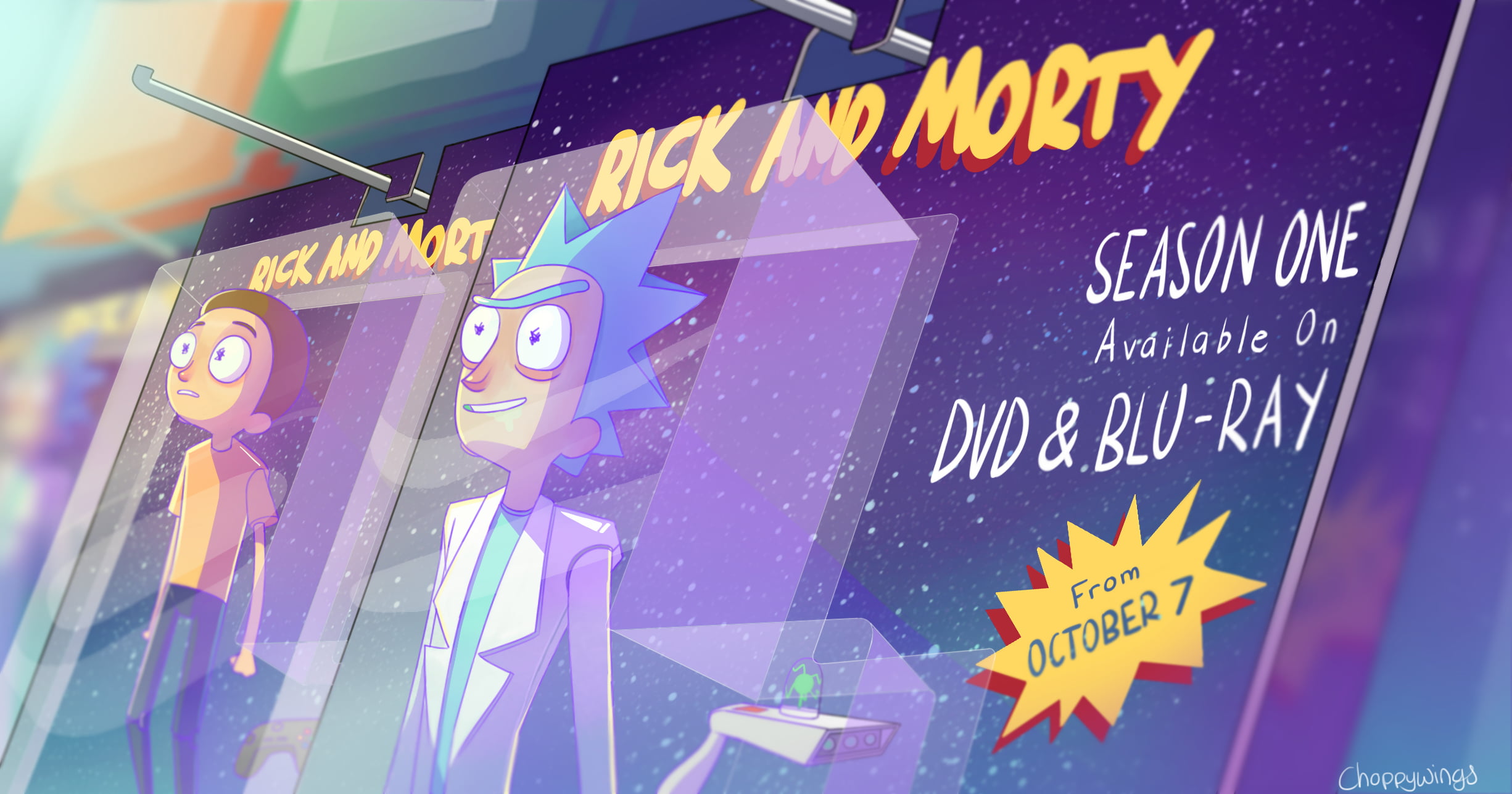 communication, poster, female likeness, close-up, science fiction, Rick Sanchez, Morty Smith, representation, technology, glass - material, sign, multi colored, HD Wallpaper
