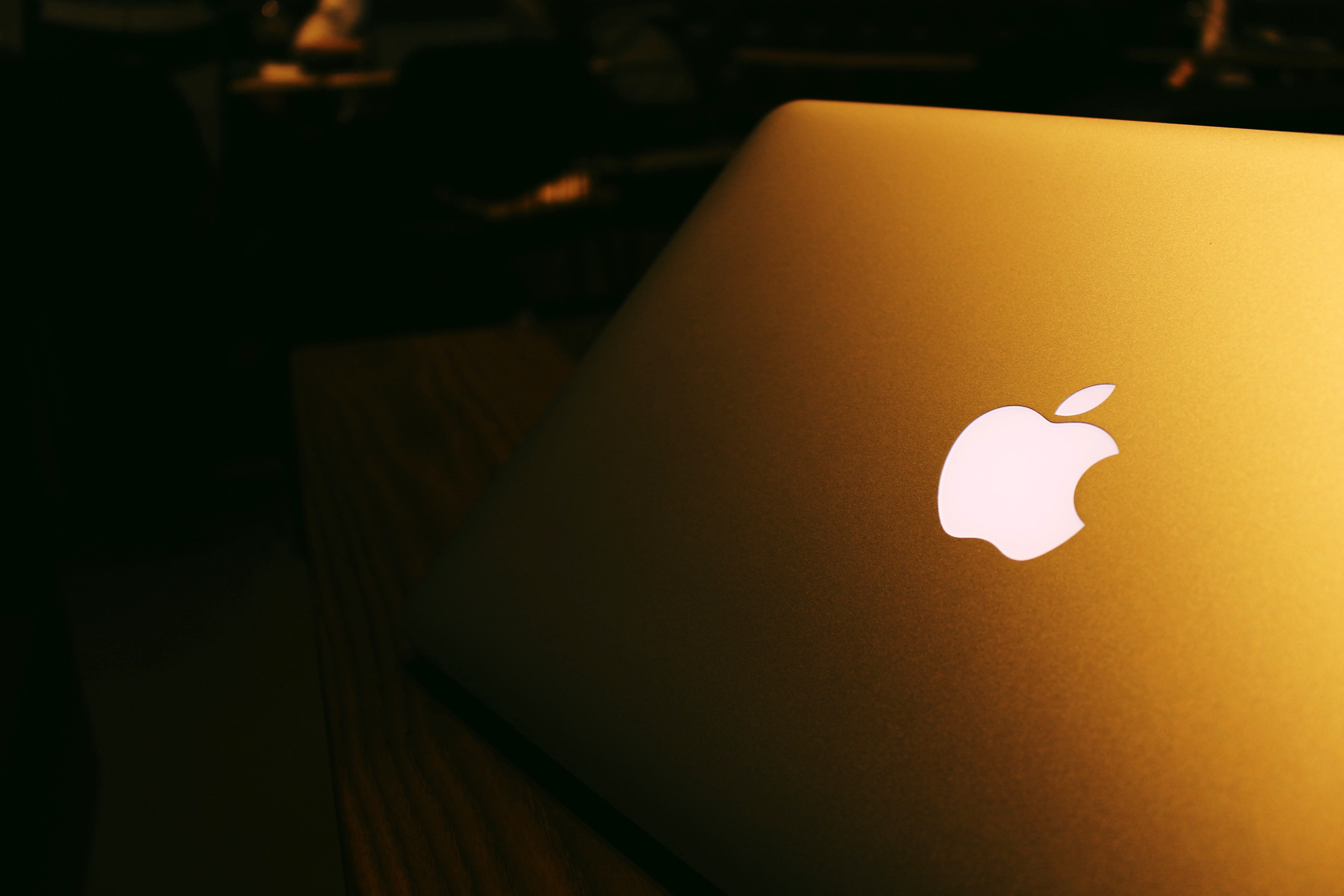 yellow, at night, sunset, shape, macbook, shadow, light, high angle view, technology, apple, business, illuminated, indoors, transportation, lighted, pro, HD Wallpaper