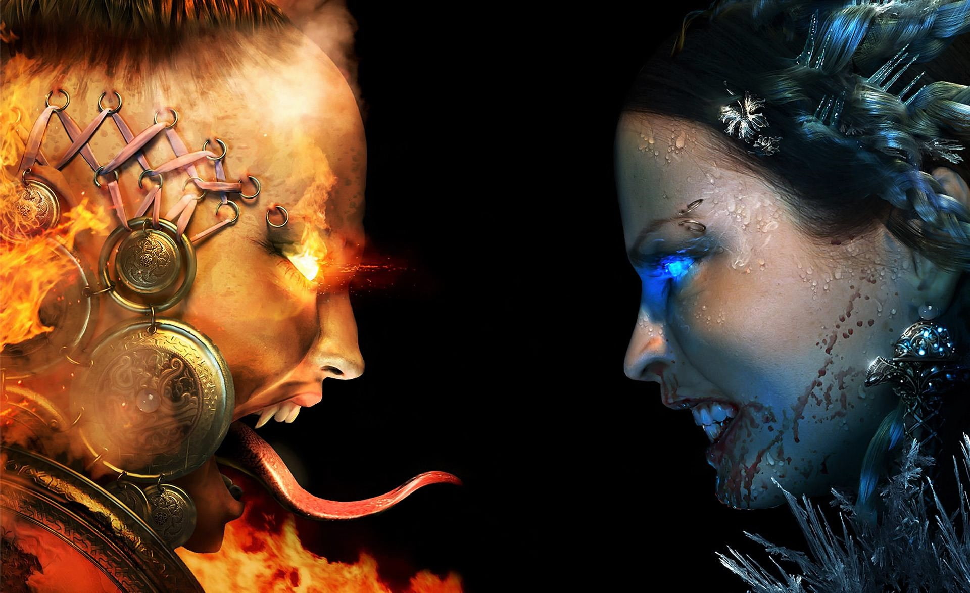 Elemental, Dark, 1080P, Man, Fantasy, Woman, Creepy, Demon, HD Wallpaper
