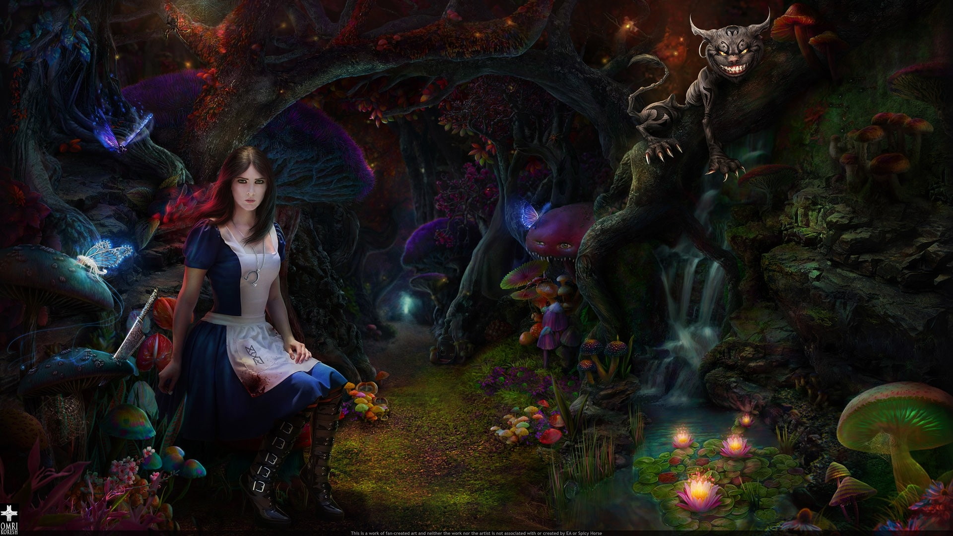 cat, x, forests, 1080P, mcgee, american, forest, art, cheshire, alice, hd, nature, HD Wallpaper