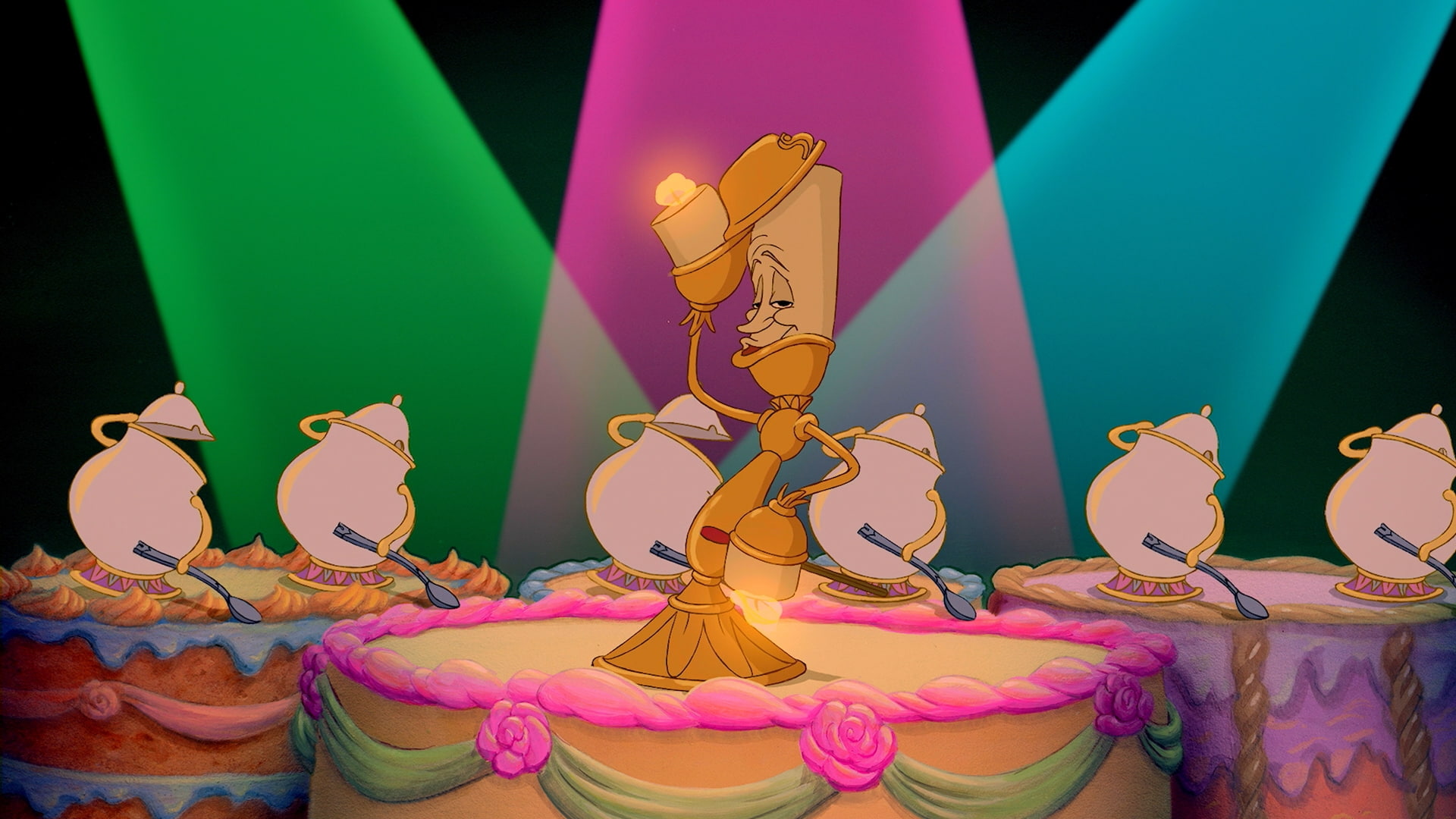 beast, movies, beauty, x, art, disney, teapots, entertainment, cakes, candles, 1080P, hd, HD Wallpaper