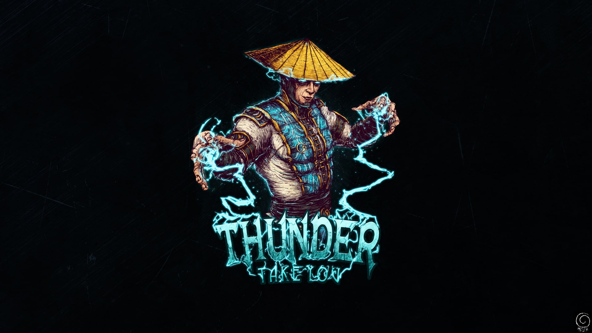Thunder take you, Background, Raiden, Thunder take you!, 1080P, by Bogdan Timchenko, Helix, Rayden, Mortal Kombat, Art, Bogdan Timchenko, Minimalism, HD Wallpaper