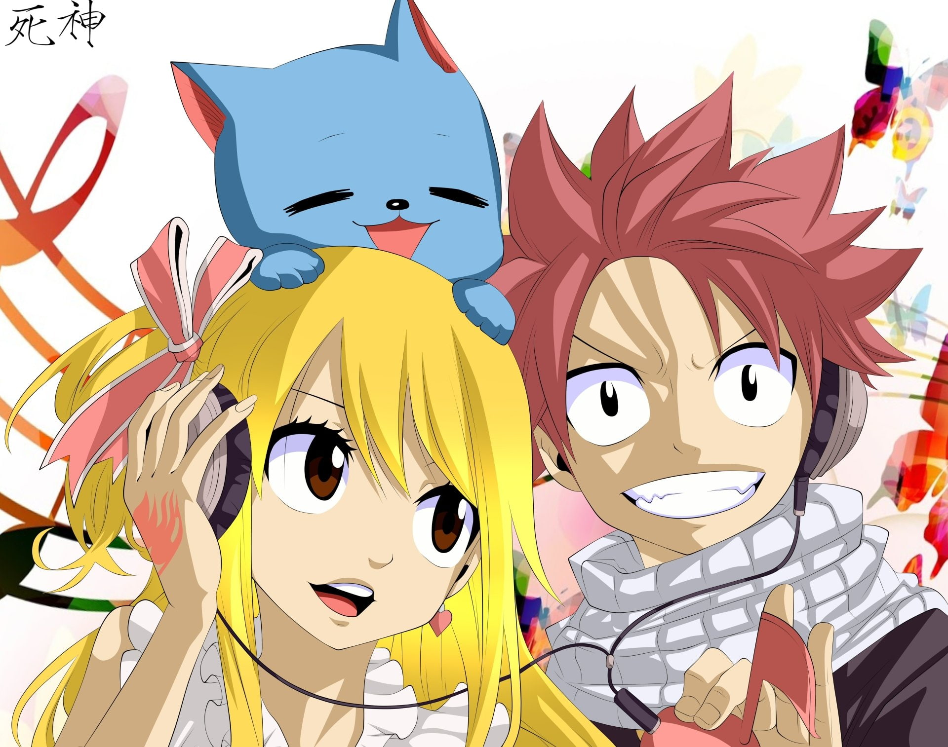 Natsu Dragneel, Happy (Fairy Tail), Anime, 1080P, Lucy Heartfilia, Fairy Tail, HD Wallpaper