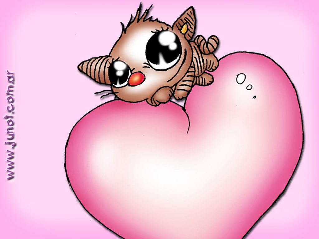 art, cat, entertainment, 480P, PINK, big, hd, heart, HD Wallpaper