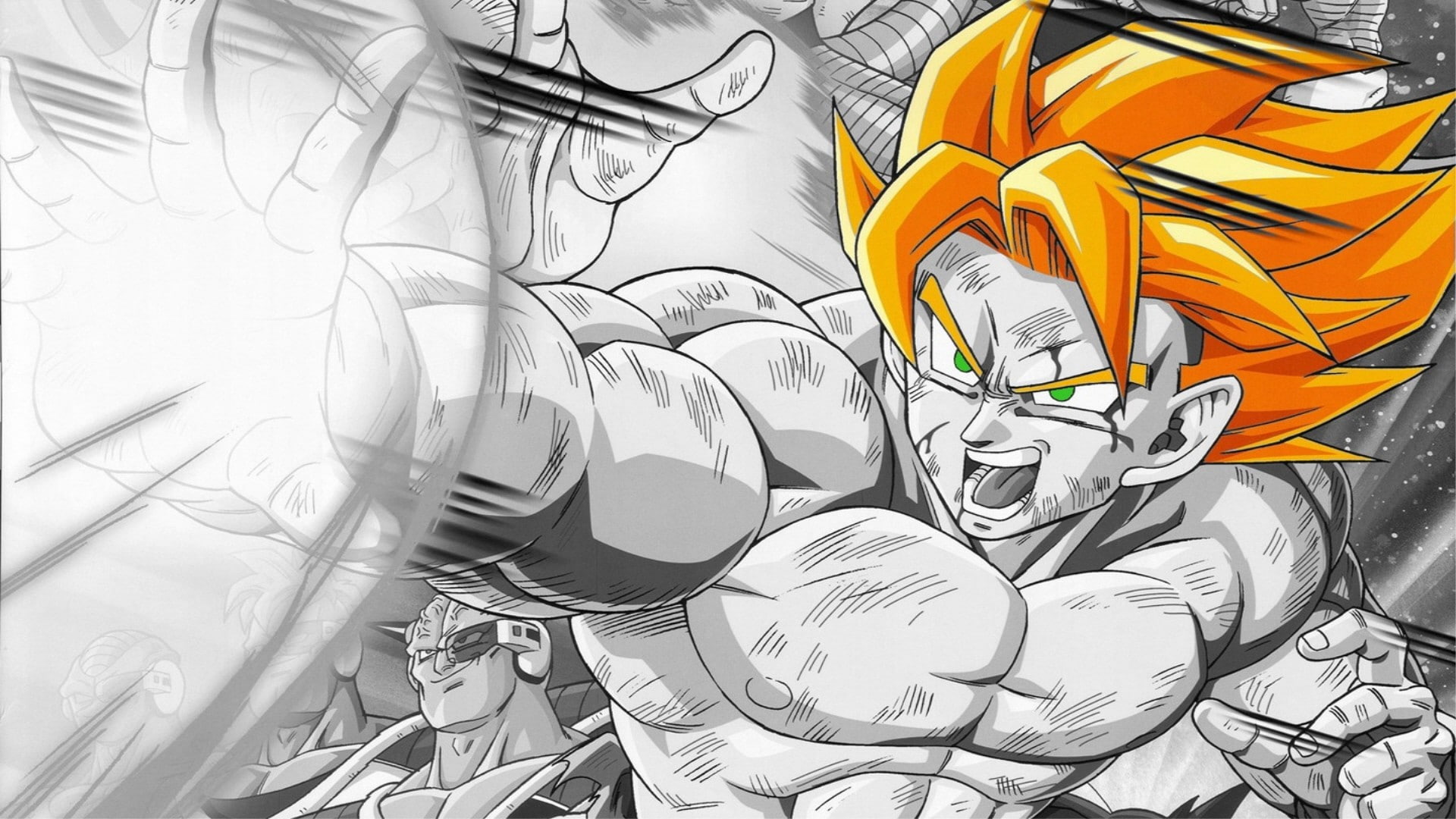 anime boys, Son Goku, selective coloring, Dragon Ball Z, 1080P, anime, HD Wallpaper