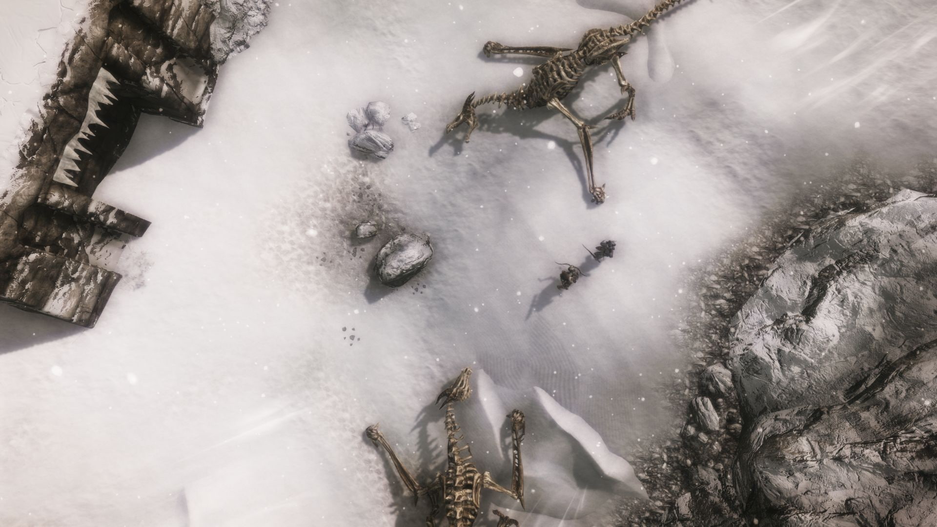 elder, game, skyrim, hd, skeleton, snow, video games, aerial, 1080P, poster, scrolls, dragons, HD Wallpaper
