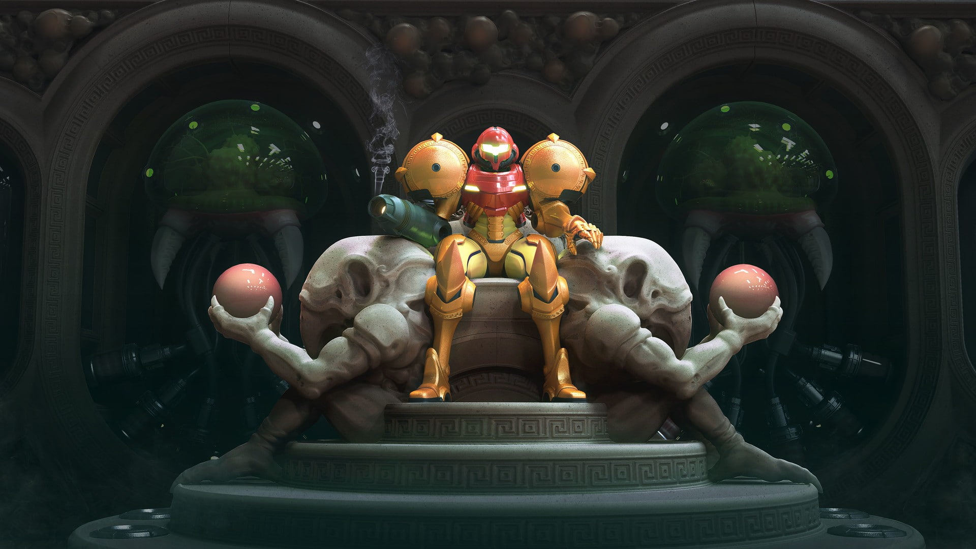 spirituality, 1080P, religion, architecture, representation, idol, belief, building, built structure, art and craft, sculpture, Samus Aran, human representation, HD Wallpaper