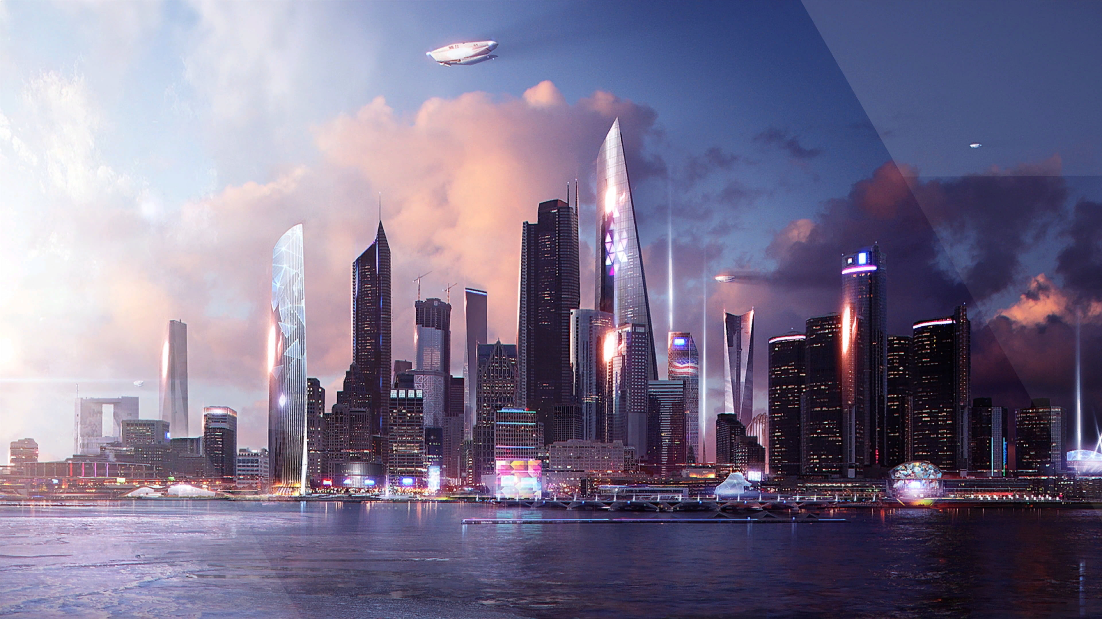 4K, video games, Detroit become human, futuristic, cityscape, HD Wallpaper