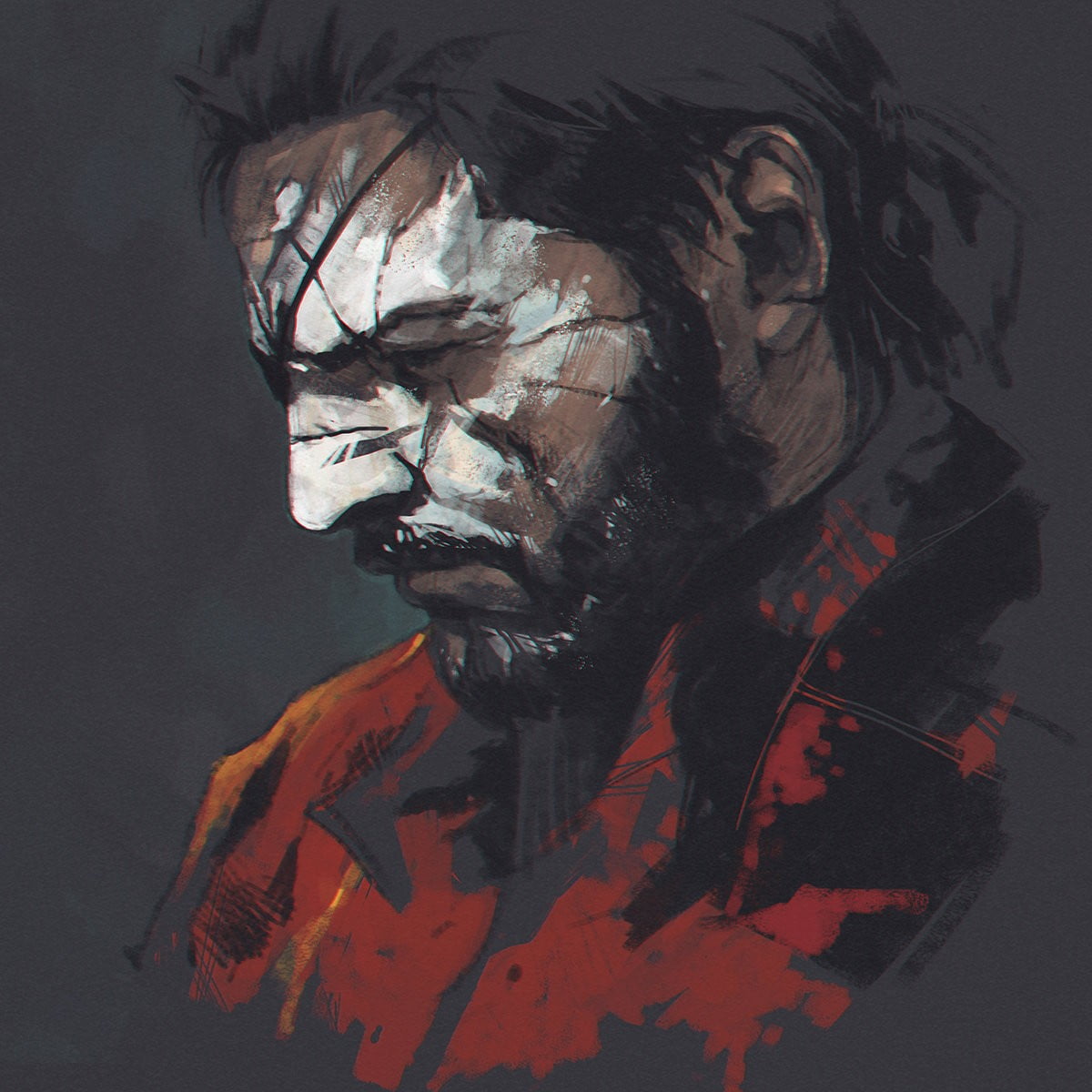 studio shot, hairstyle, painting, adult, video games, Metal Gear, young adult, digital art, gray, indoors, headshot, contemplation, gray background, Metal Gear Solid, Phone HD Wallpaper