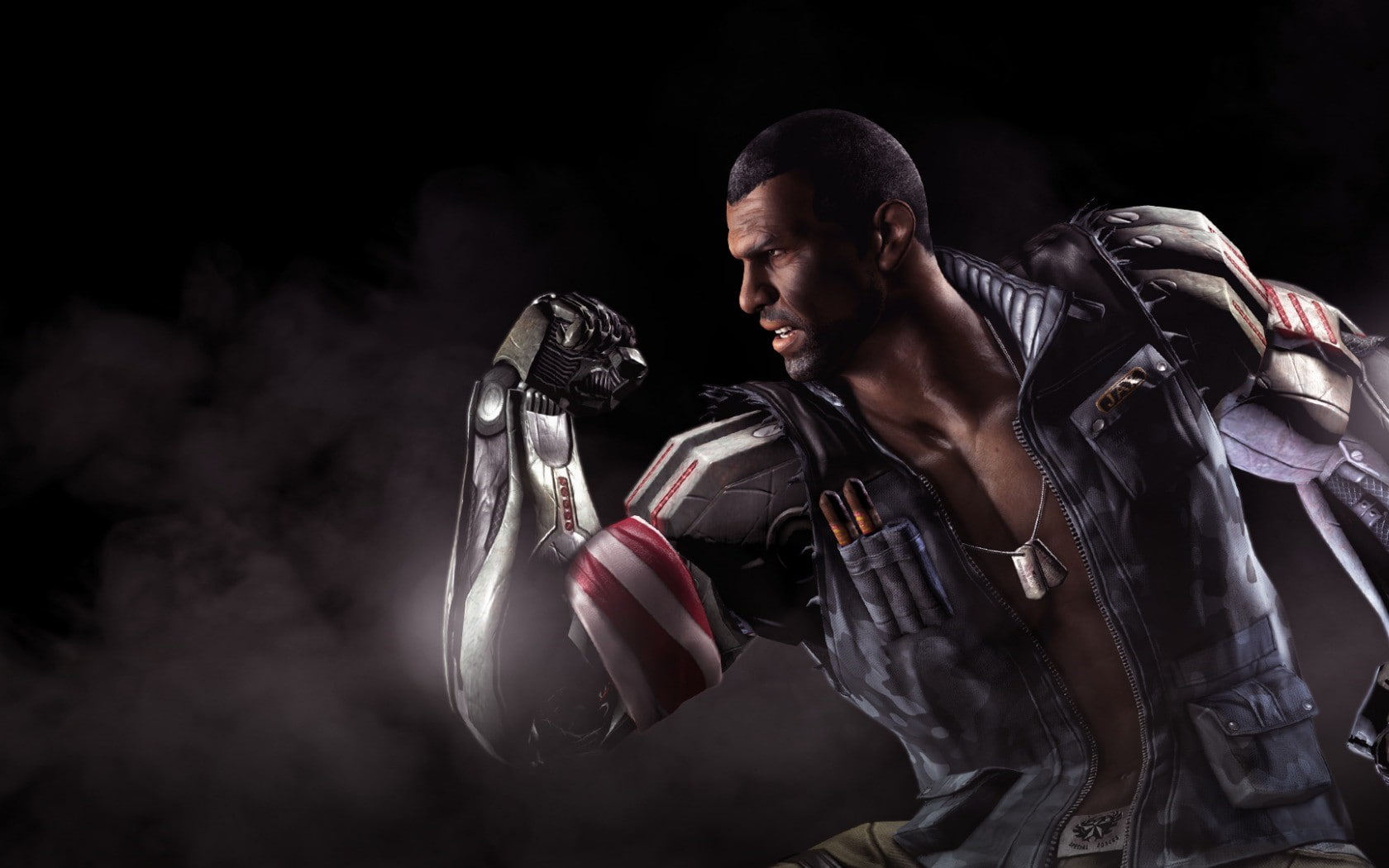Art, skill, holding, men, strength, muscular build, lifestyles, one person, sport, night, black background, clothing, 720P, Jax, Mortal kombat x, studio shot, HD Wallpaper