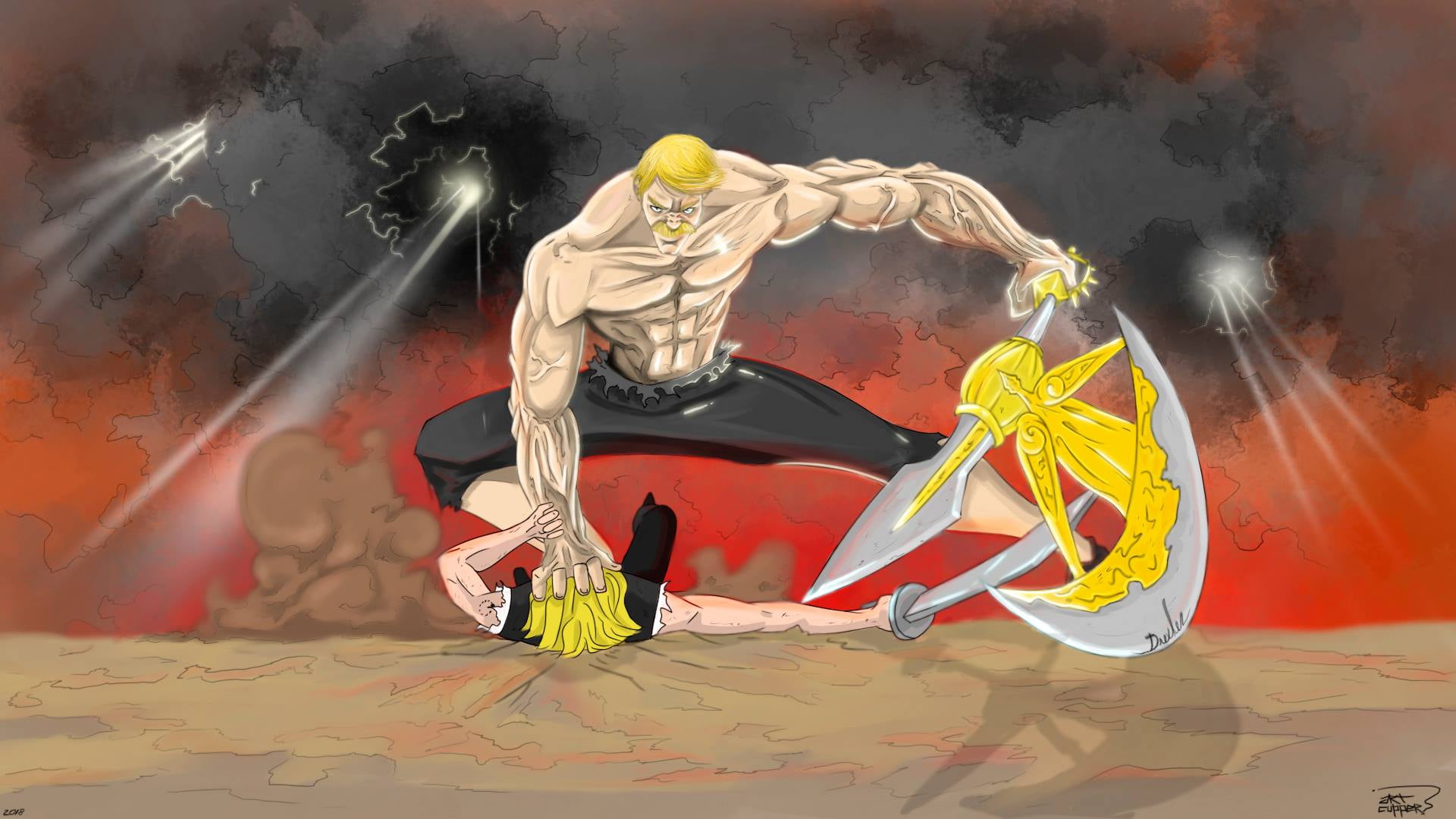 1080P, Anime, Meliodas (The Seven Deadly Sins), Escanor (The Seven Deadly Sins), The Seven Deadly Sins, HD Wallpaper