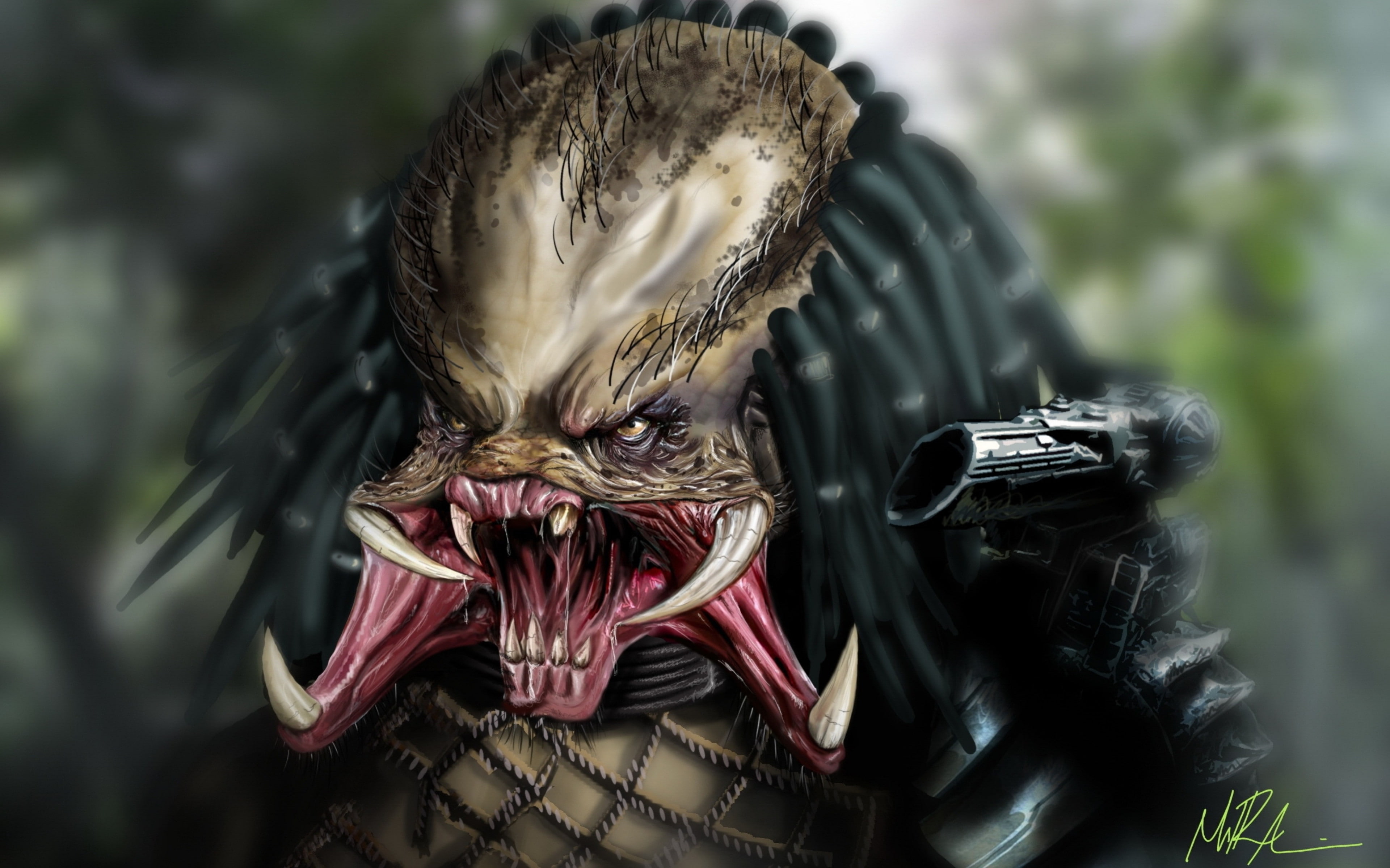 creature backgrounds, dangerous, 4K, art, predator, drawing, Fantasy, Download 3840x2400 predator, HD Wallpaper